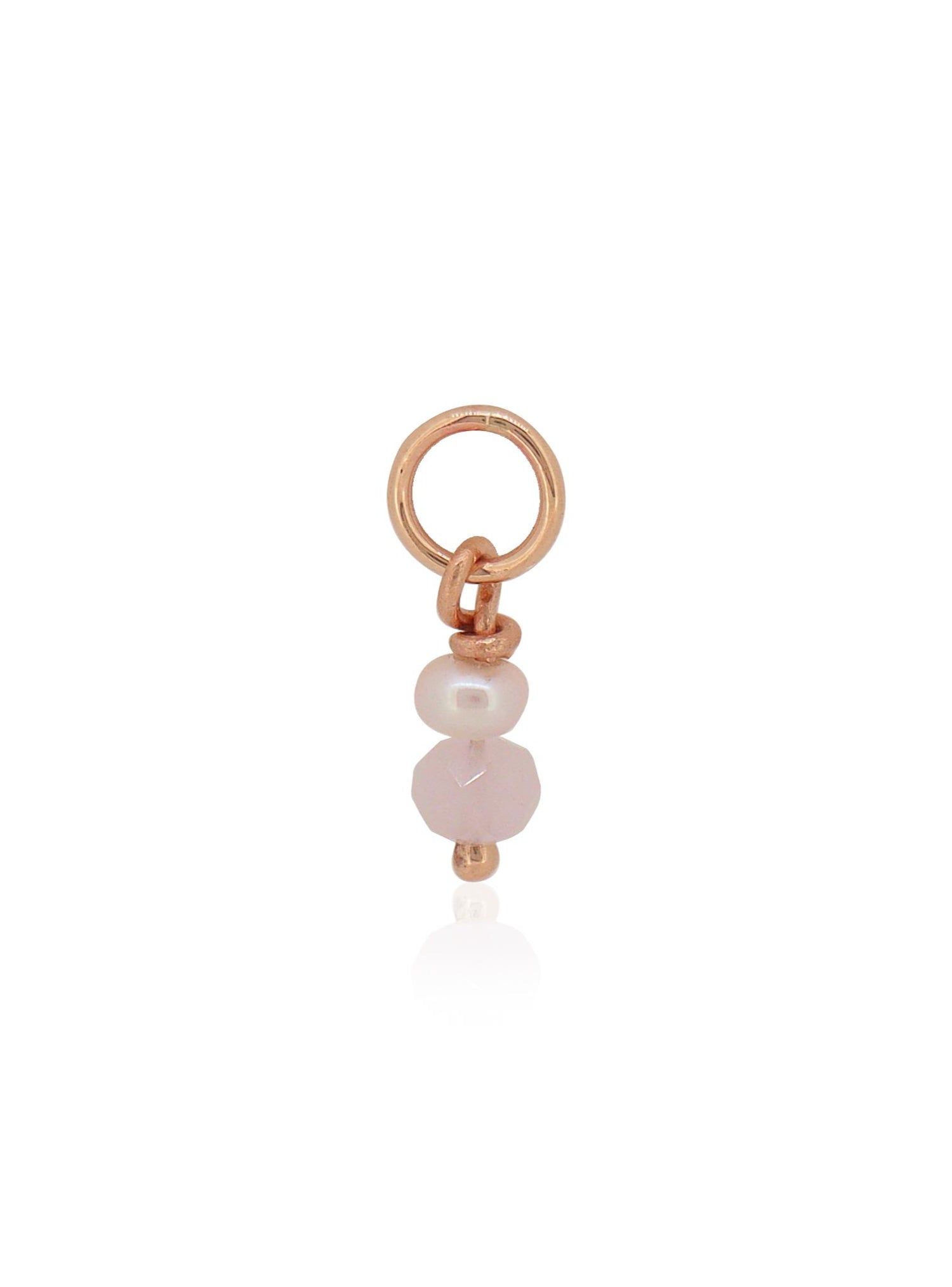 Rose Quartz Pearl Drop Charm in 9ct Rose Gold