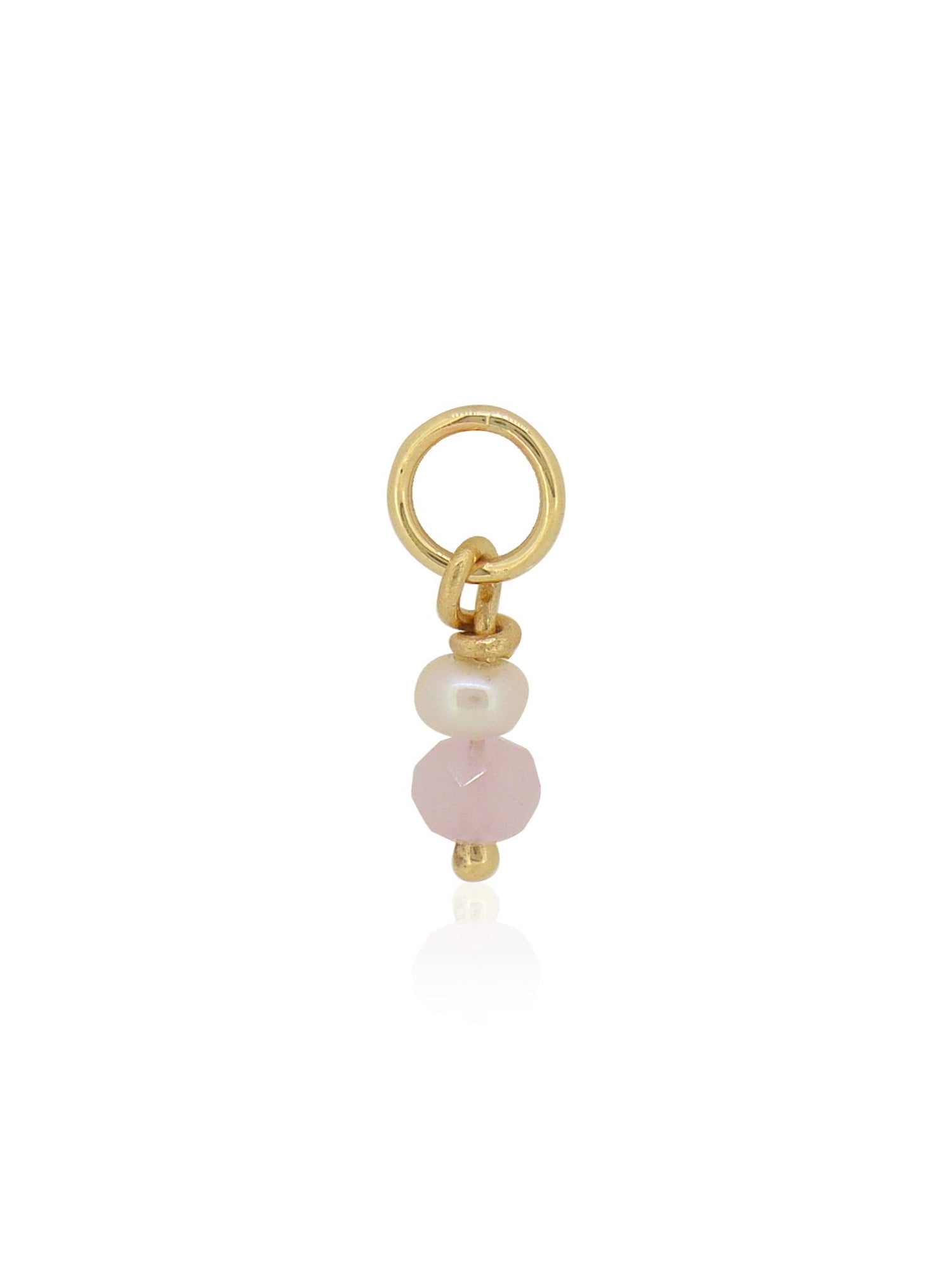 Rose Quartz Pearl Drop Charm in 9ct Gold