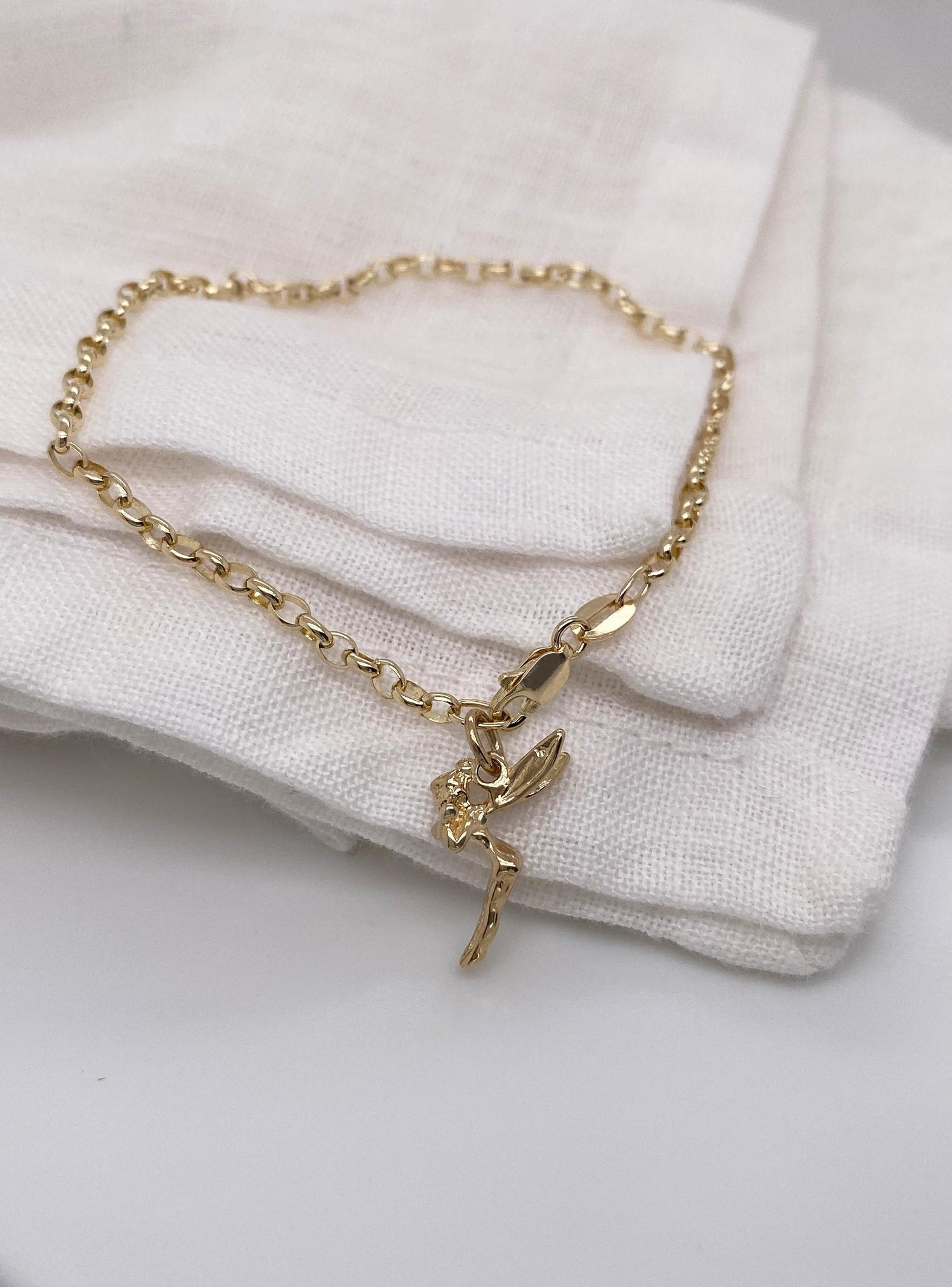 Magical Tinkerbell Fairy Charm Bracelet in 9ct Gold