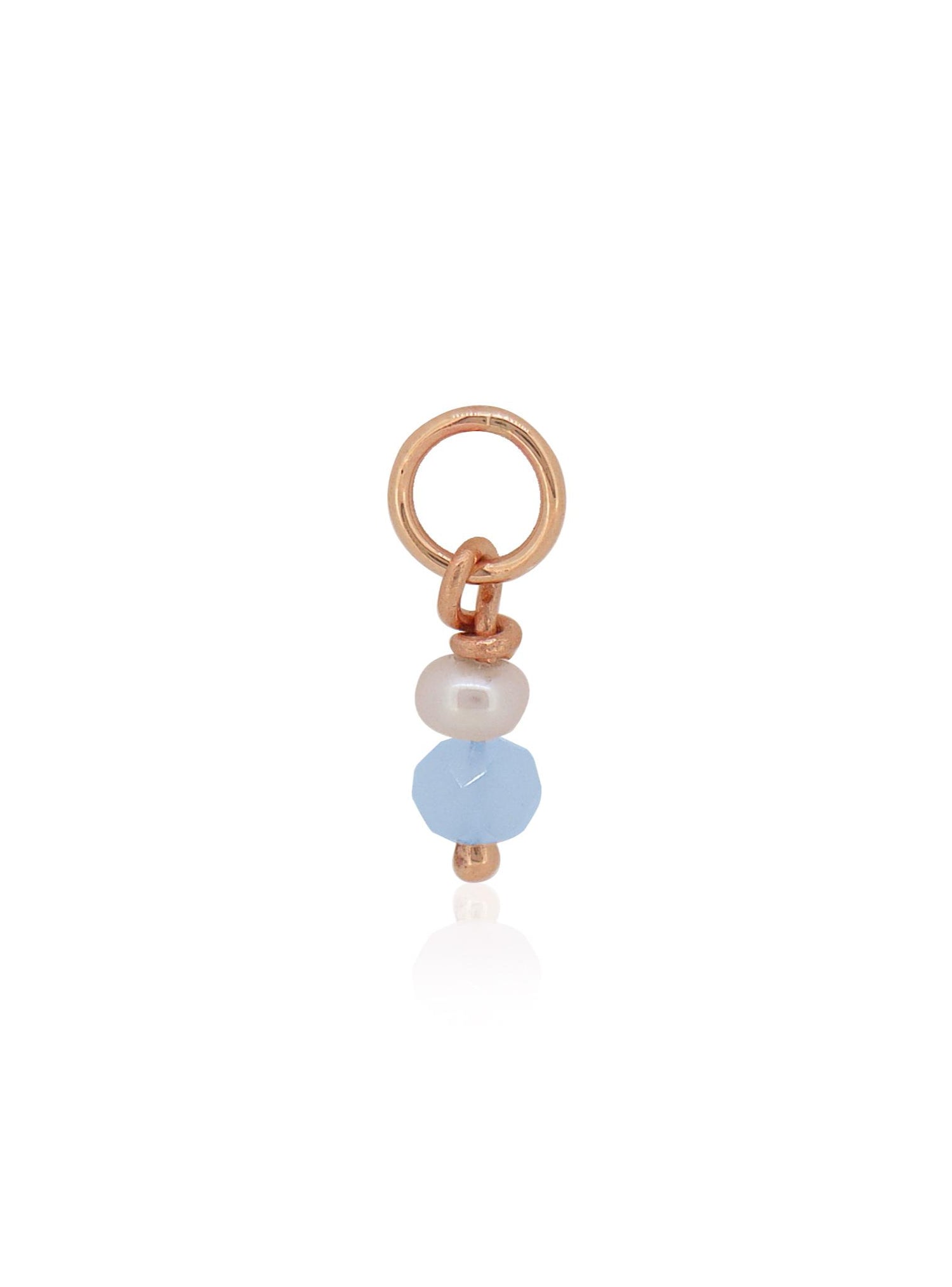 Blue Chalcedony Pearl Drop Charm in 9ct Rose Gold