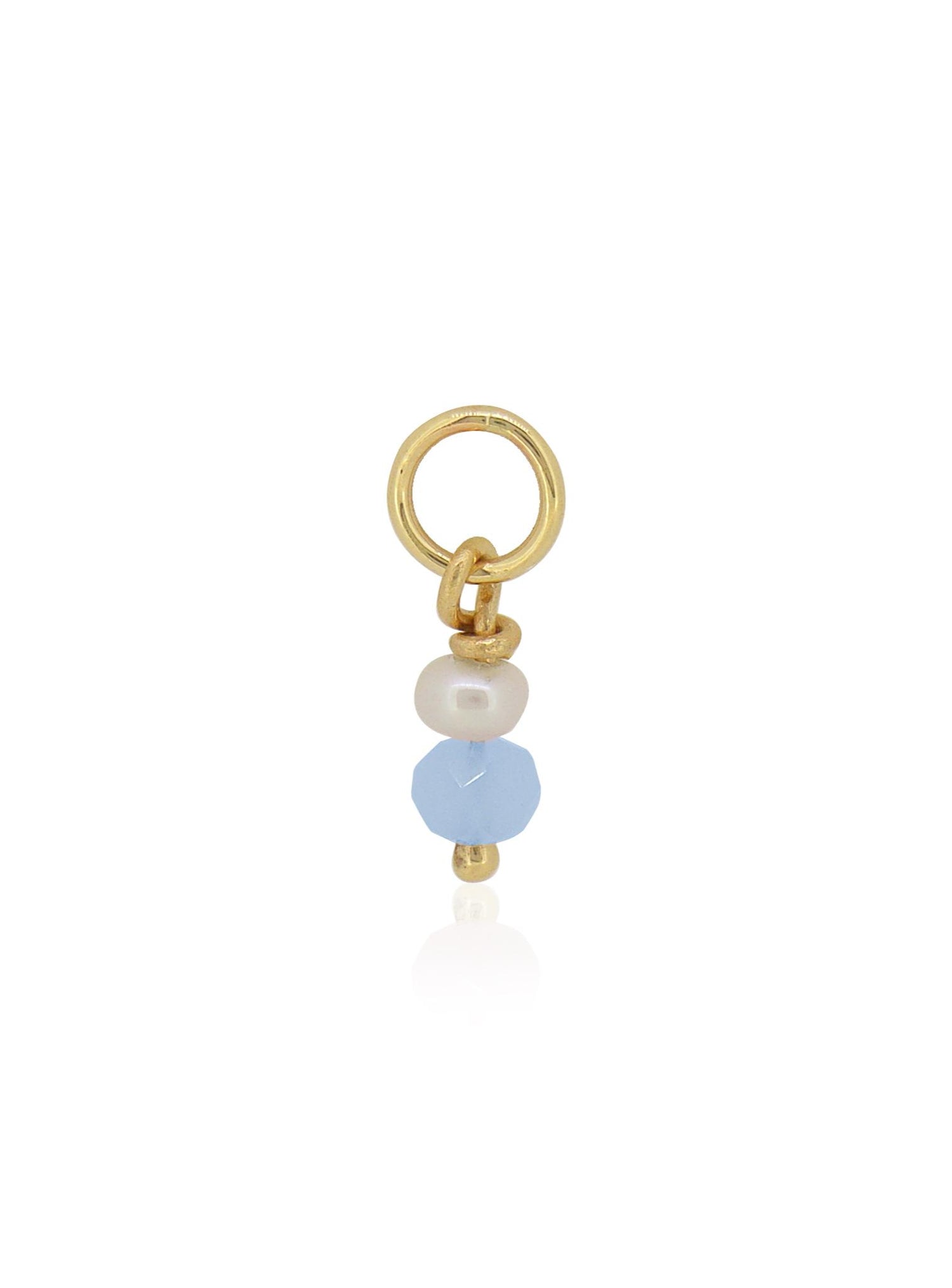 Blue Chalcedony Pearl Drop Charm in 9ct Gold