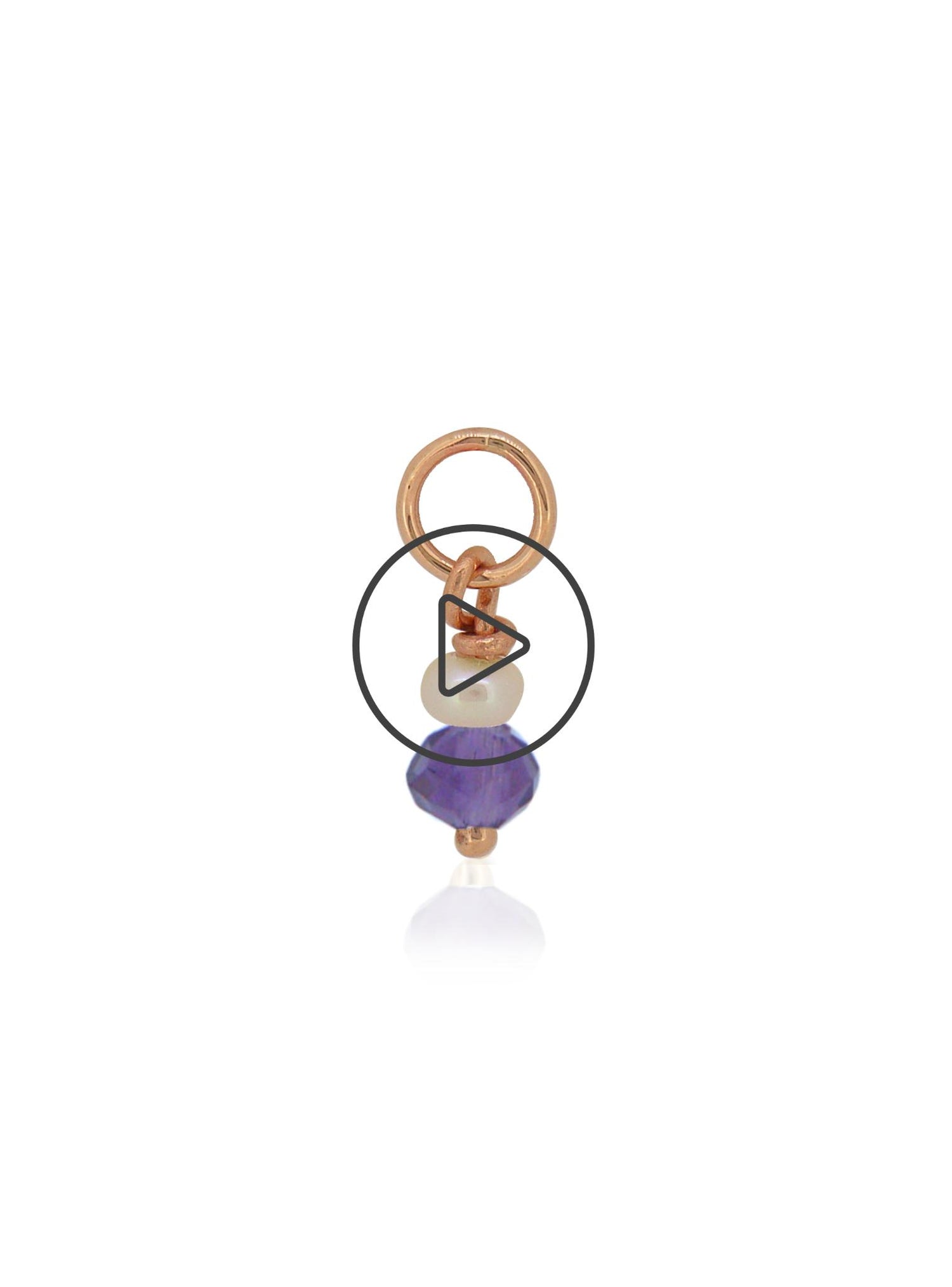 Amethyst and Pearl Drop Charm in 9ct Rose Gold