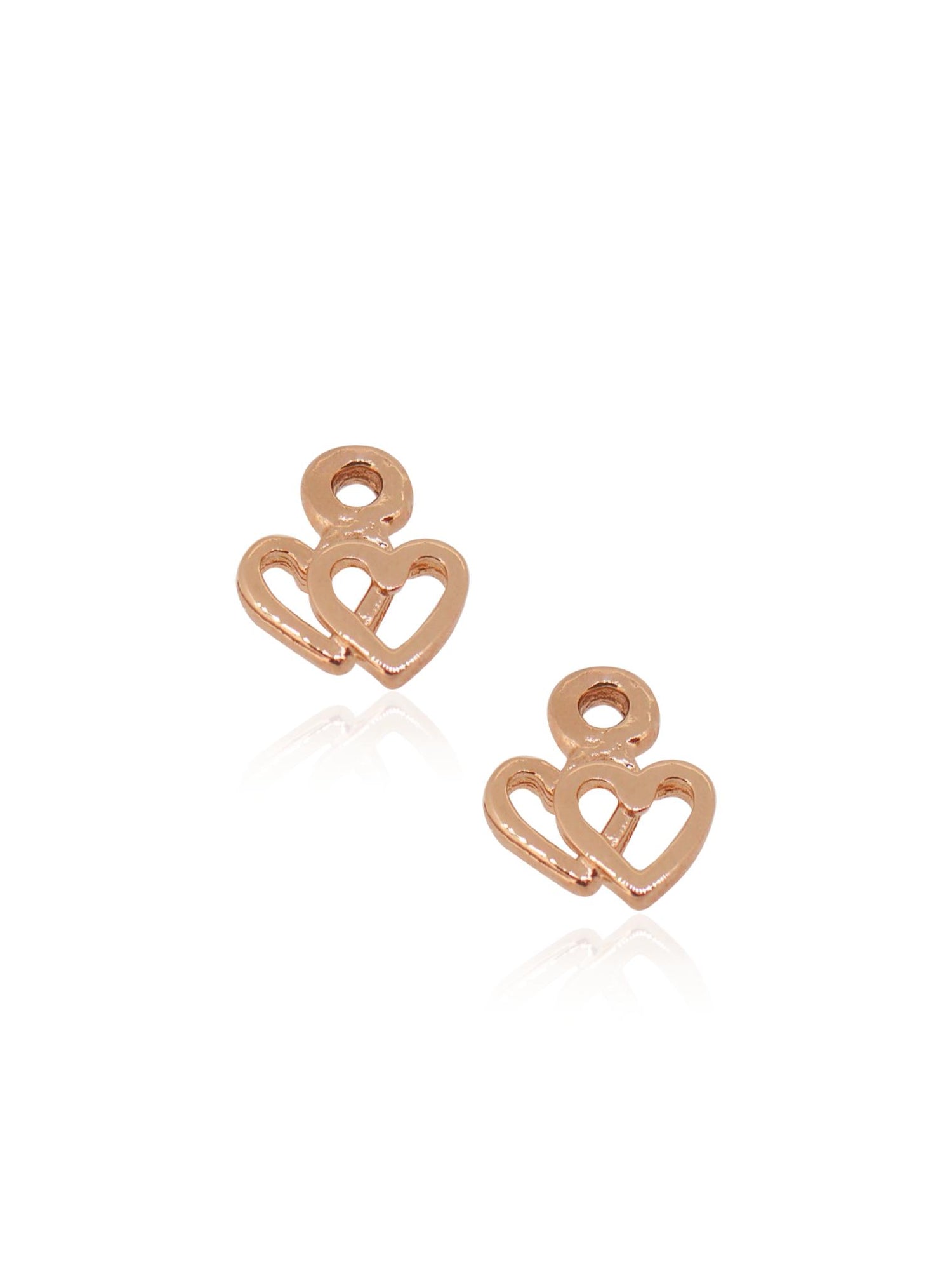 Twin Love Hearts Charms for Sleeper Earrings in 9ct Rose Gold