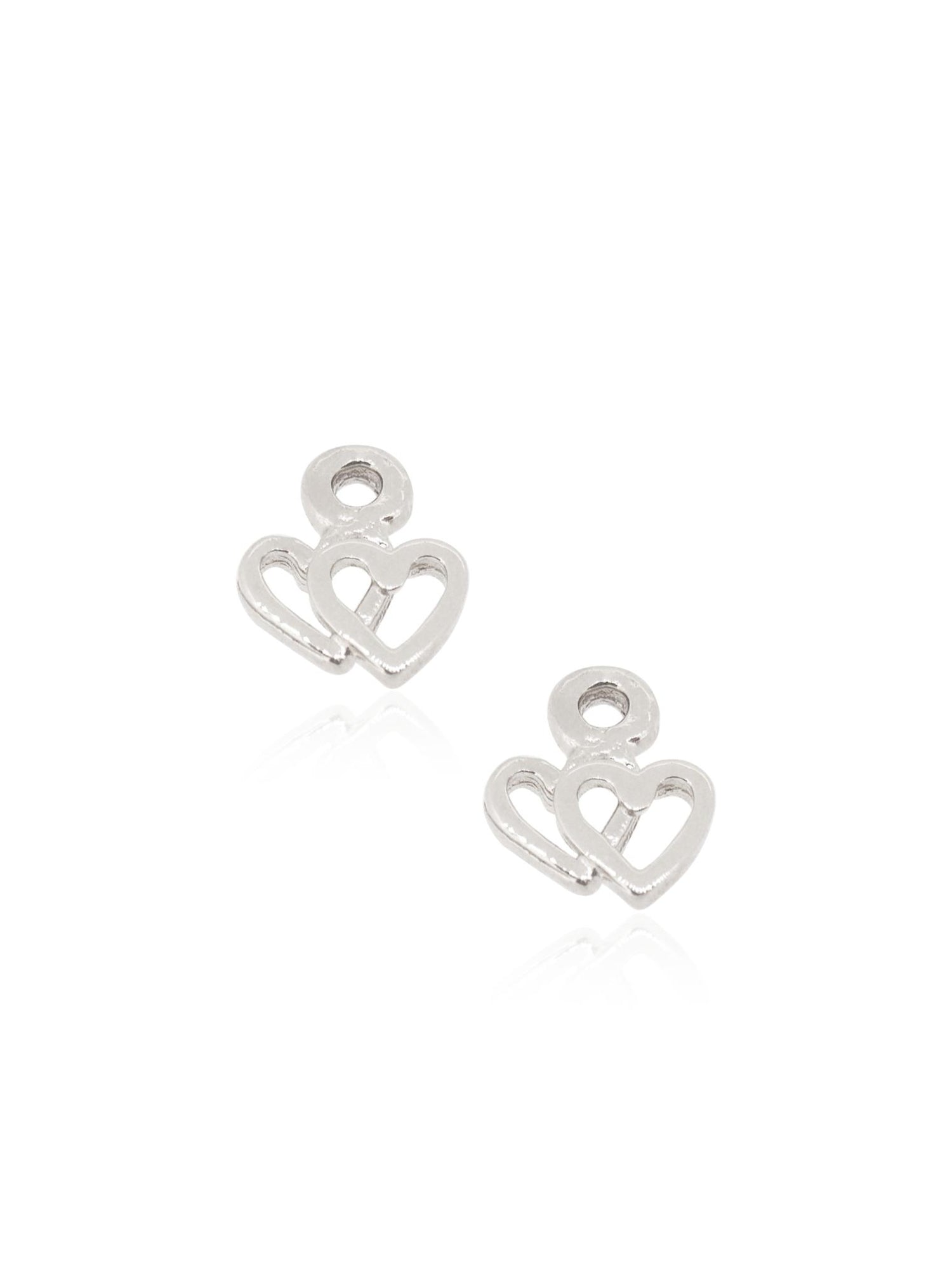 Twin Love Hearts Charms for Sleeper Earrings in Sterling Silver