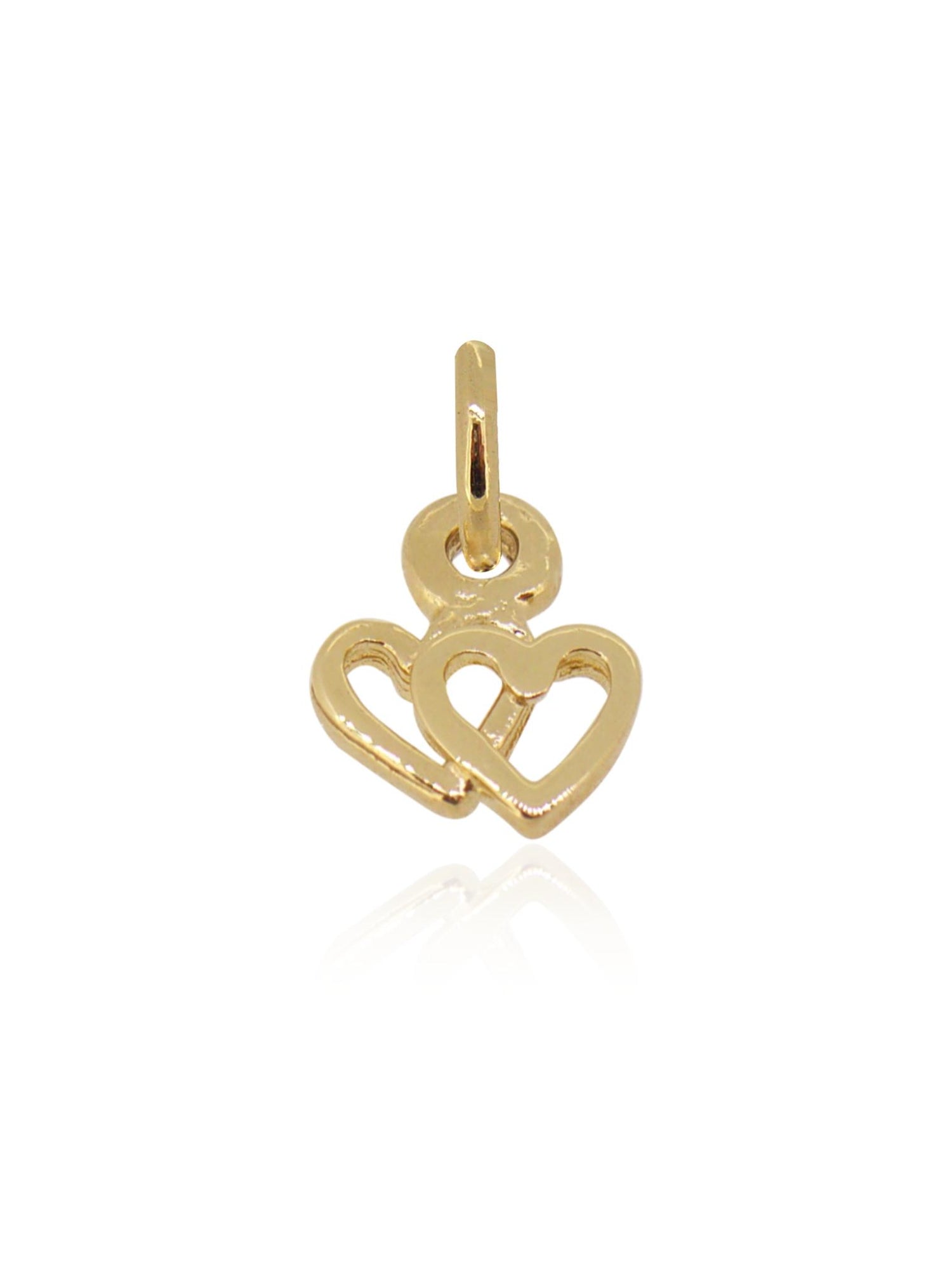 Small Twin Love Hearts Charm in 9ct Gold