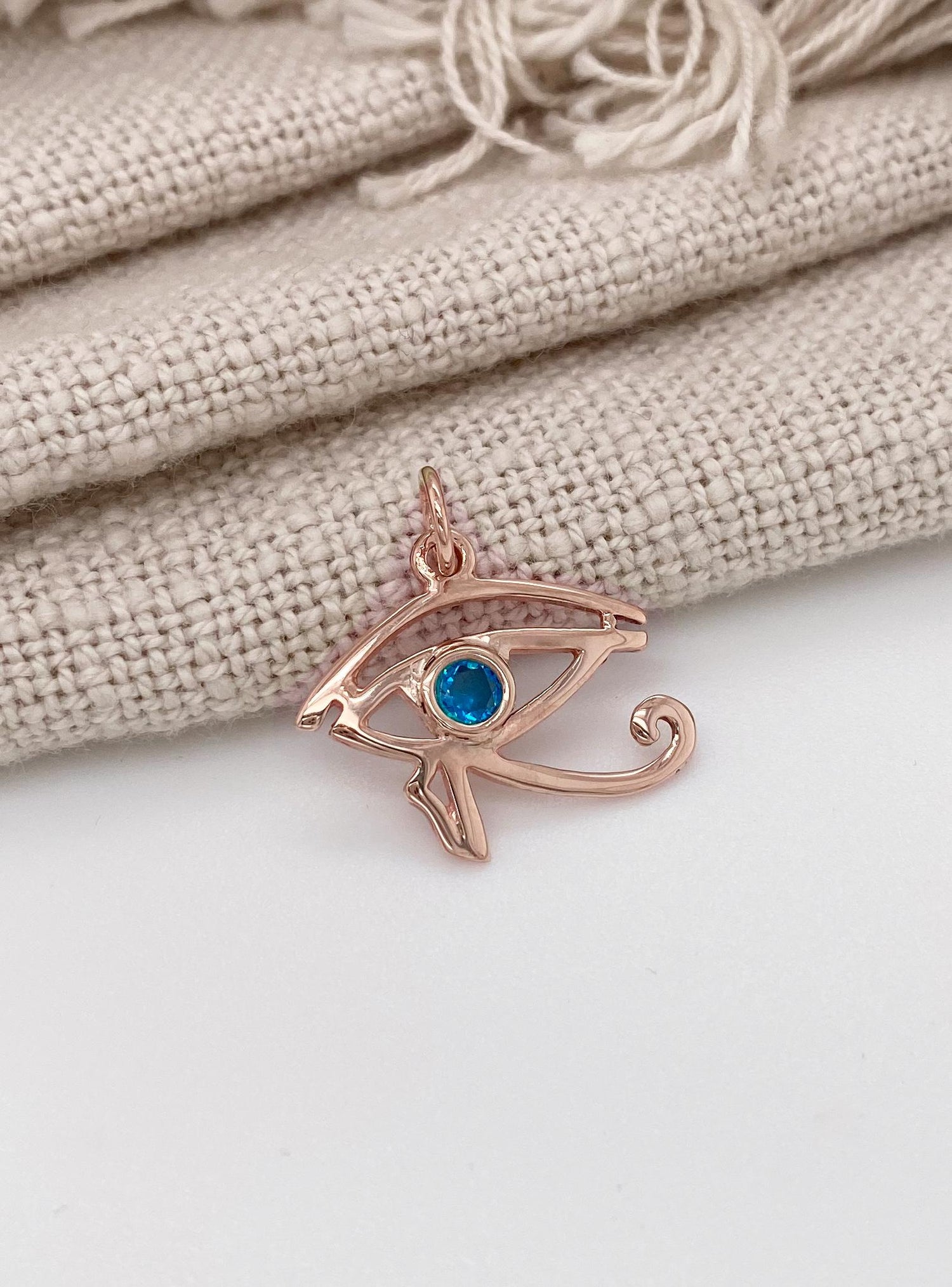 Egyptian Eye of Horus Birthstone Charm in 9ct Rose Gold