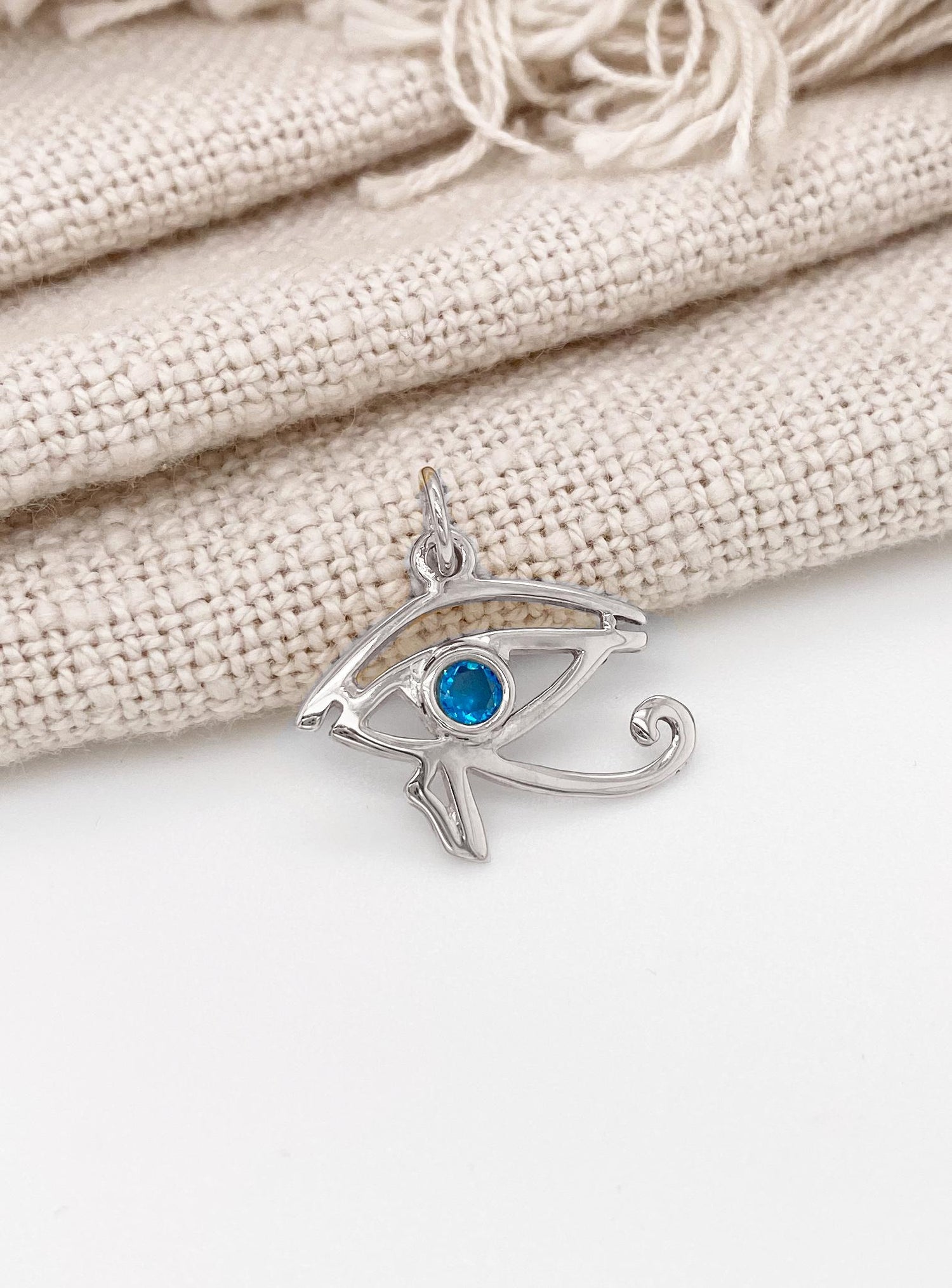 Egyptian Eye of Horus Birthstone Charm in Sterling Silver