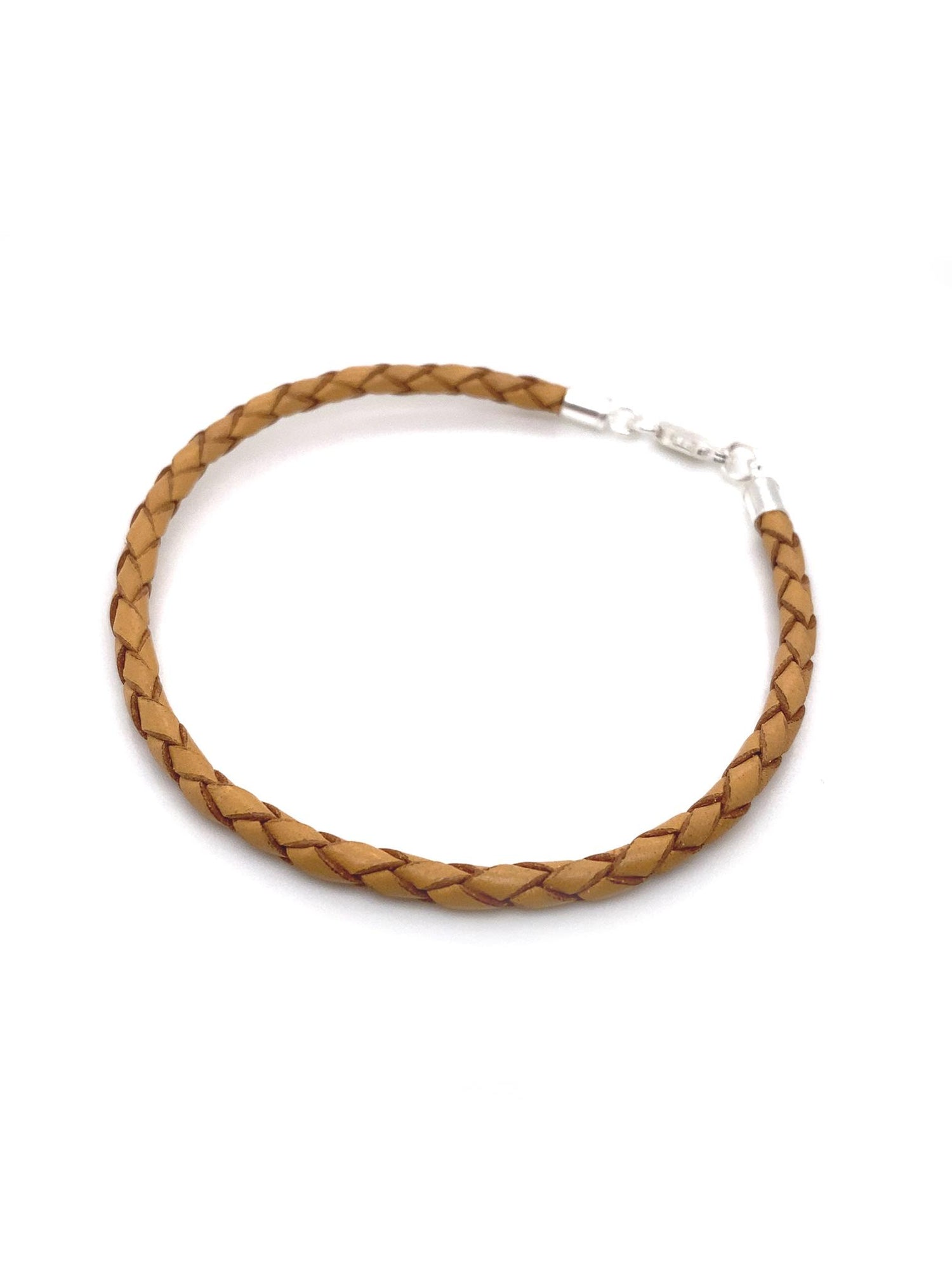 Sterling Silver Tan Leather Unisex Bracelet
