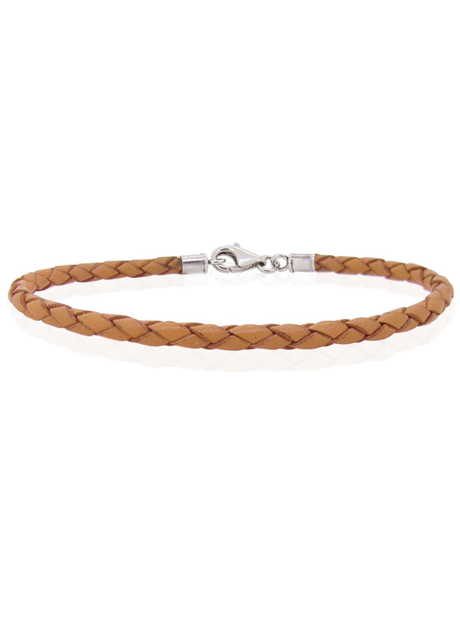 Sterling Silver Tan Leather Unisex Bracelet