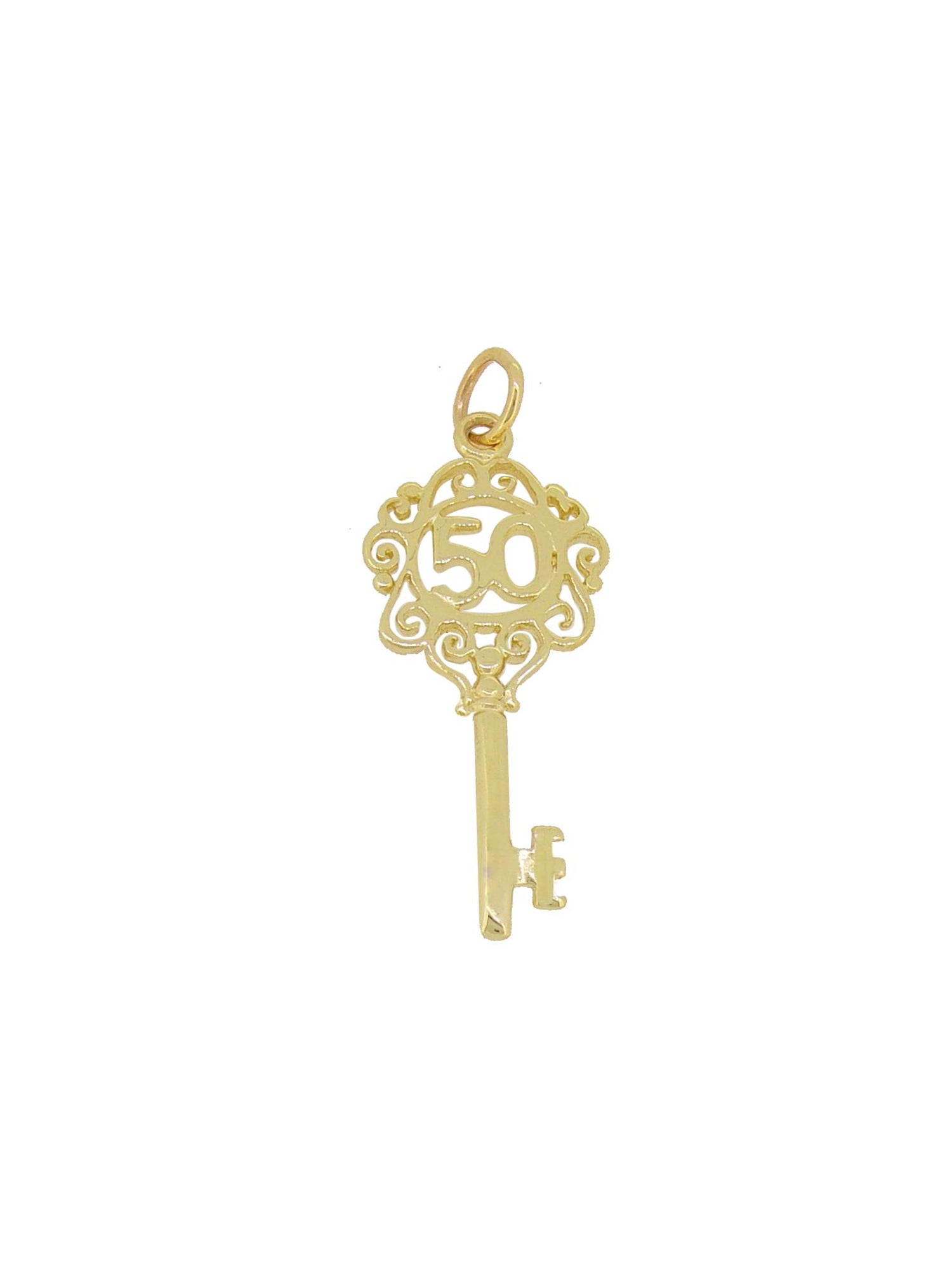Birthday 50th Key Charm in 9ct Gold