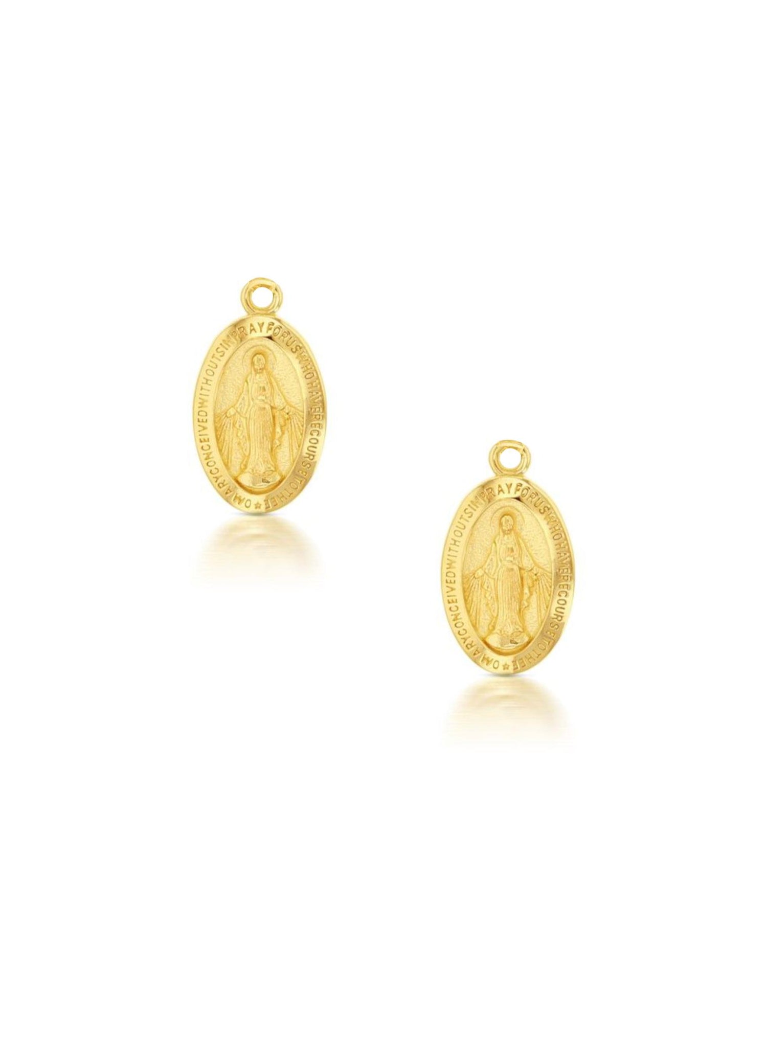 Virgin Mary Medallion Charms for Sleeper Earrings in 9ct Gold