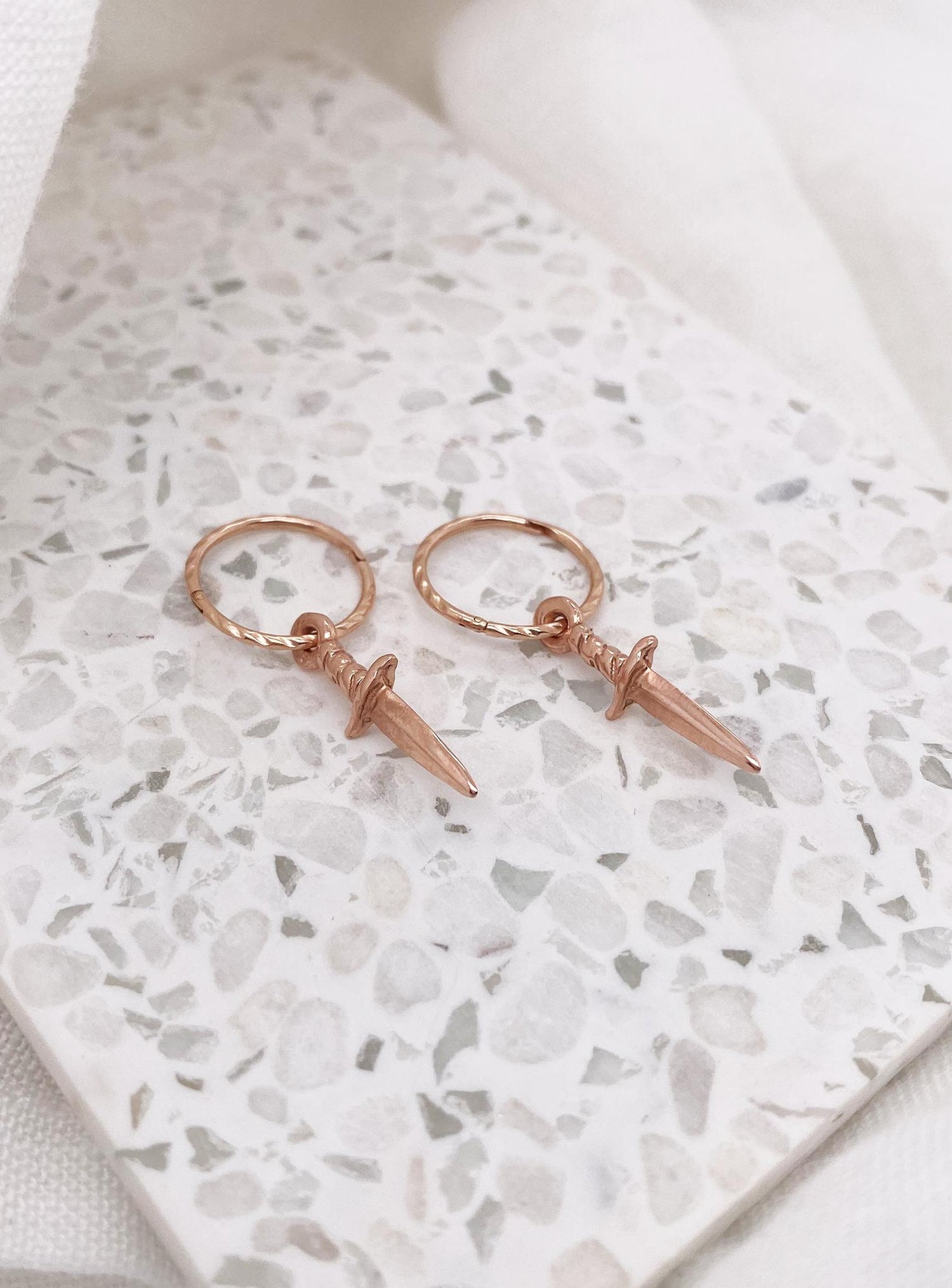 Dagger Charms for Sleeper Earrings in 9ct Rose Gold