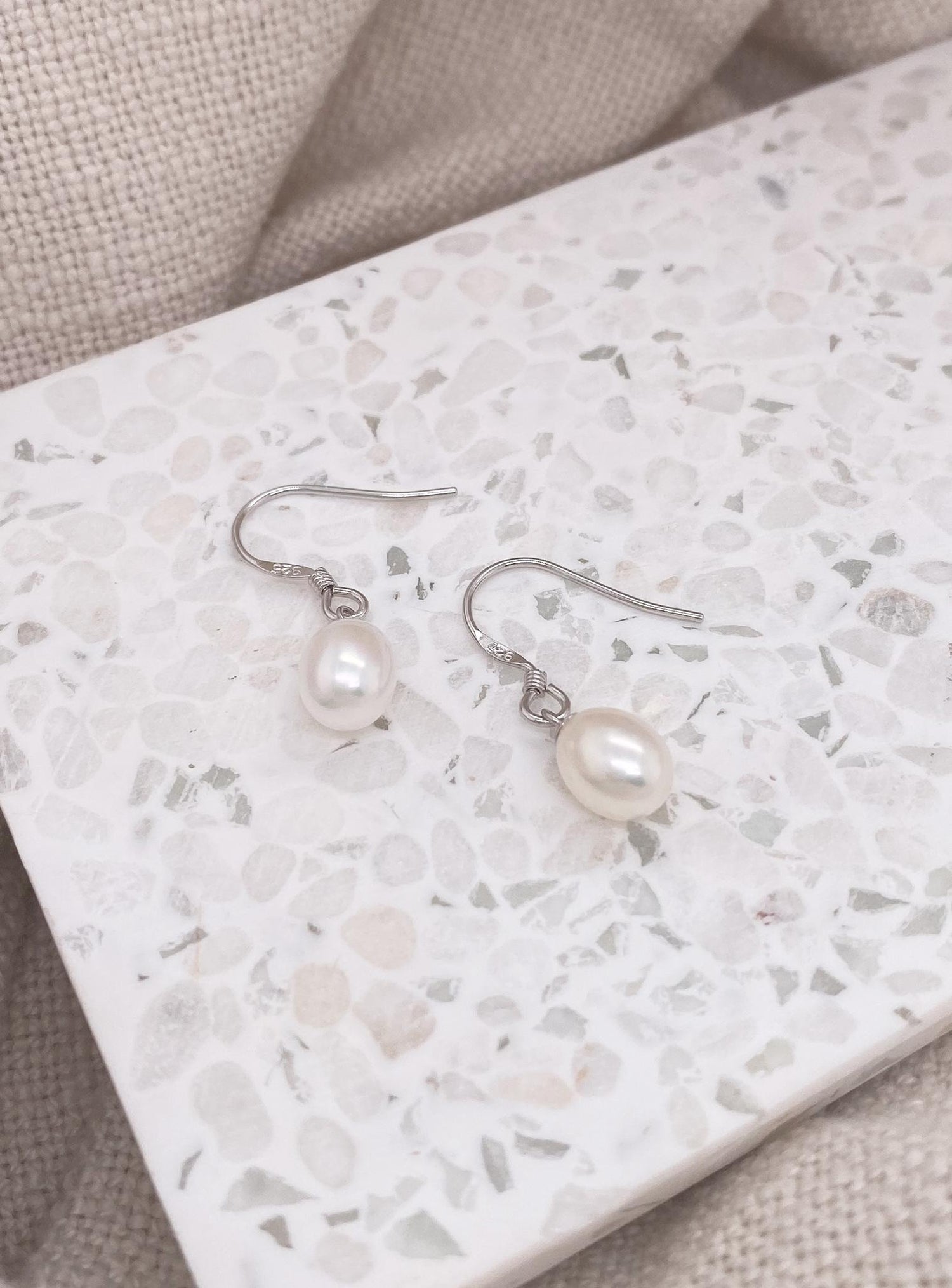 Coco Freshwater Pearl Drop Earrings in Sterling Silver