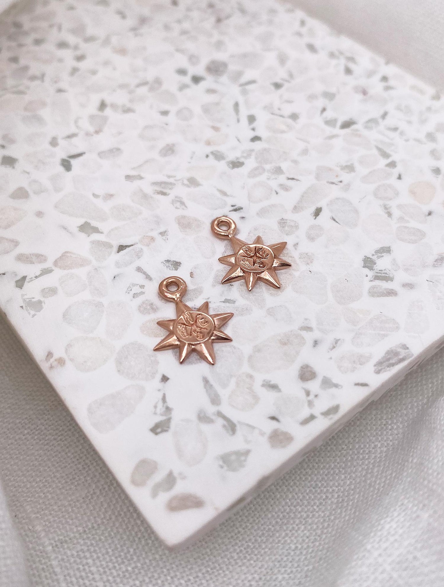 North Star Compass Charms for Sleeper Earrings in 9ct Rose Gold