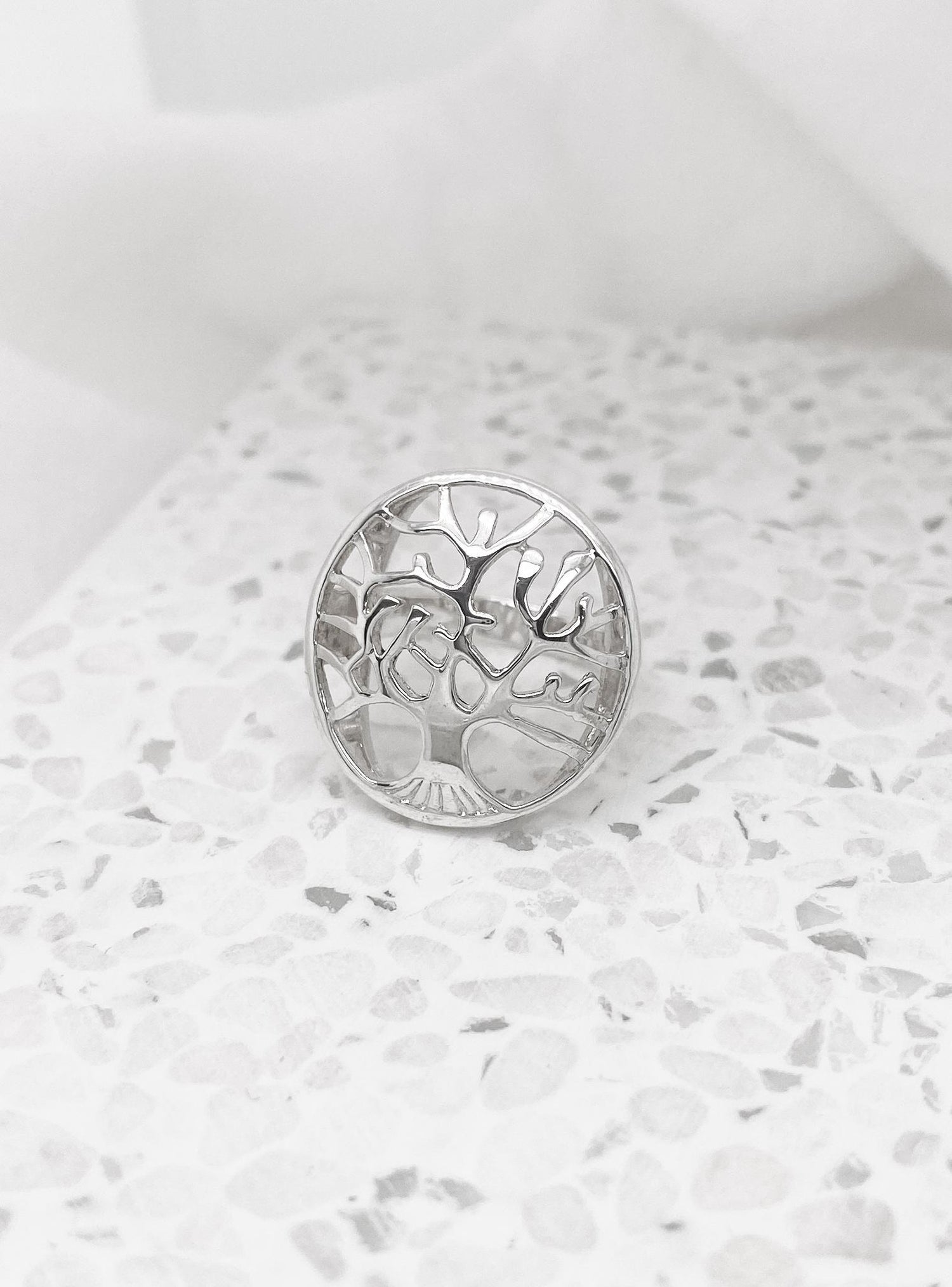 Tree of Life Large Charm Ring in Sterling Silver