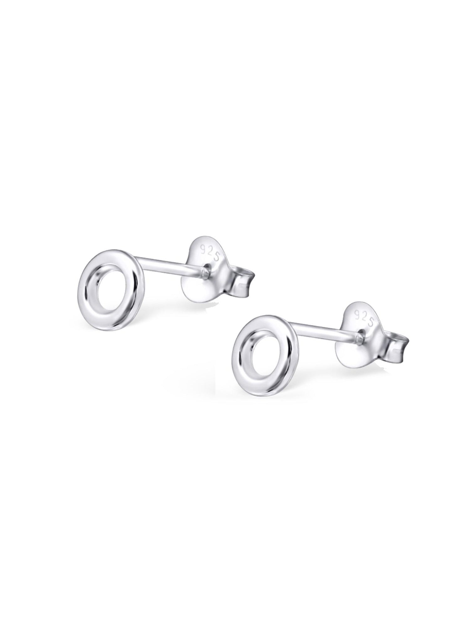Tiny Circle Stud Earrings in Sterling Silver