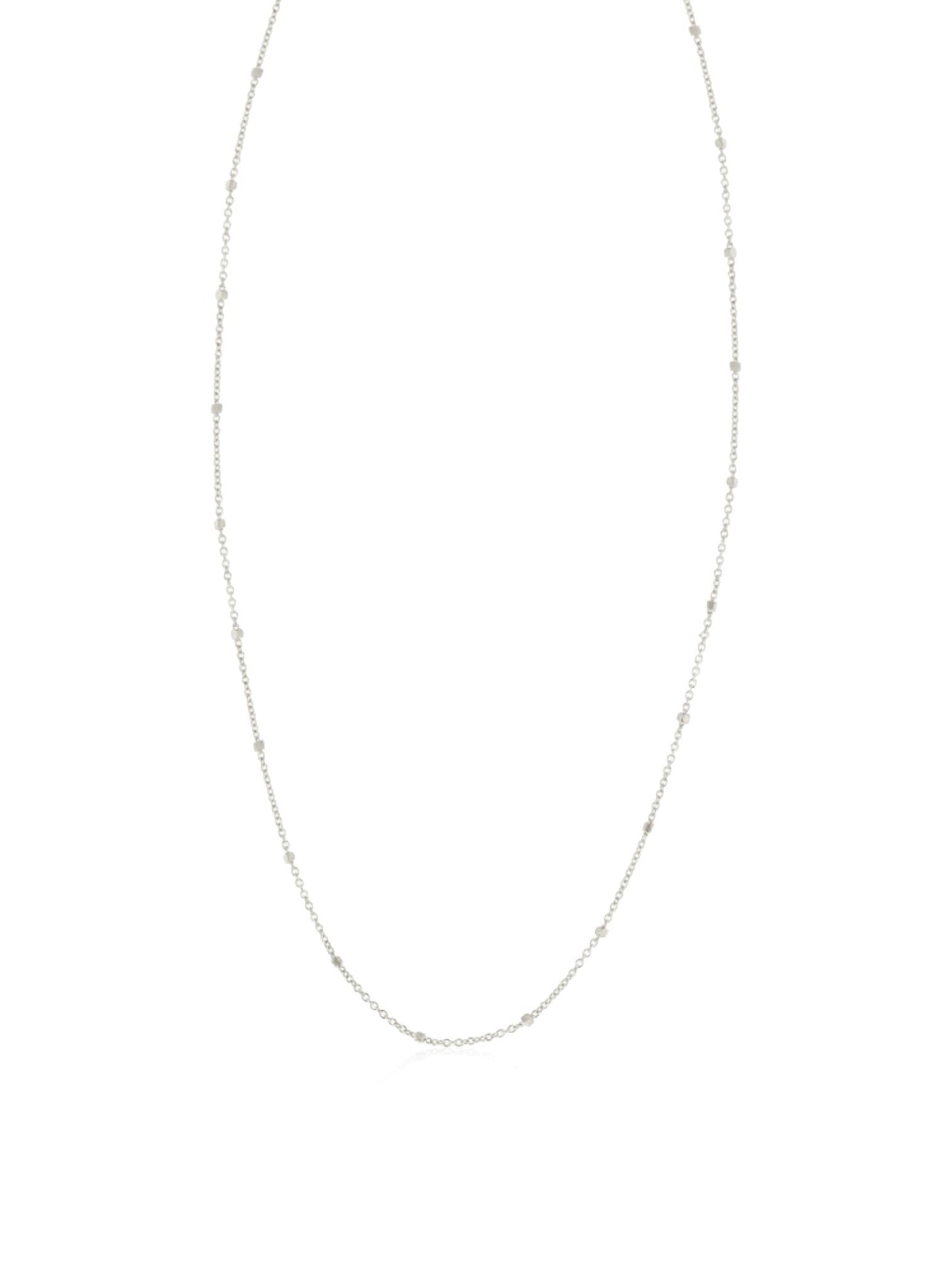 Fine Beaded Ball Satellite Necklace Chain in 9ct White Gold