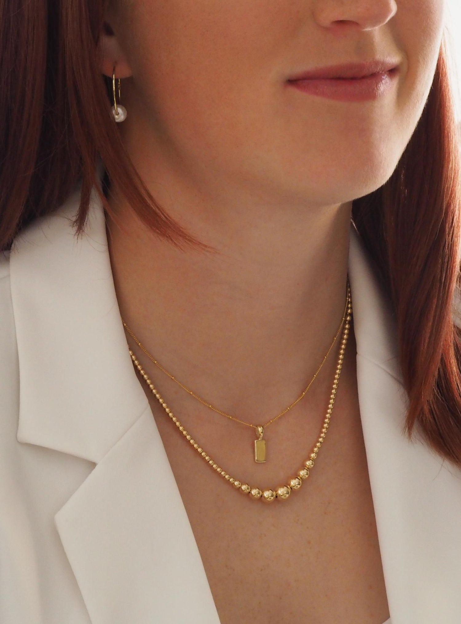 Fine Beaded Ball Satellite Necklace Chain in 9ct Gold