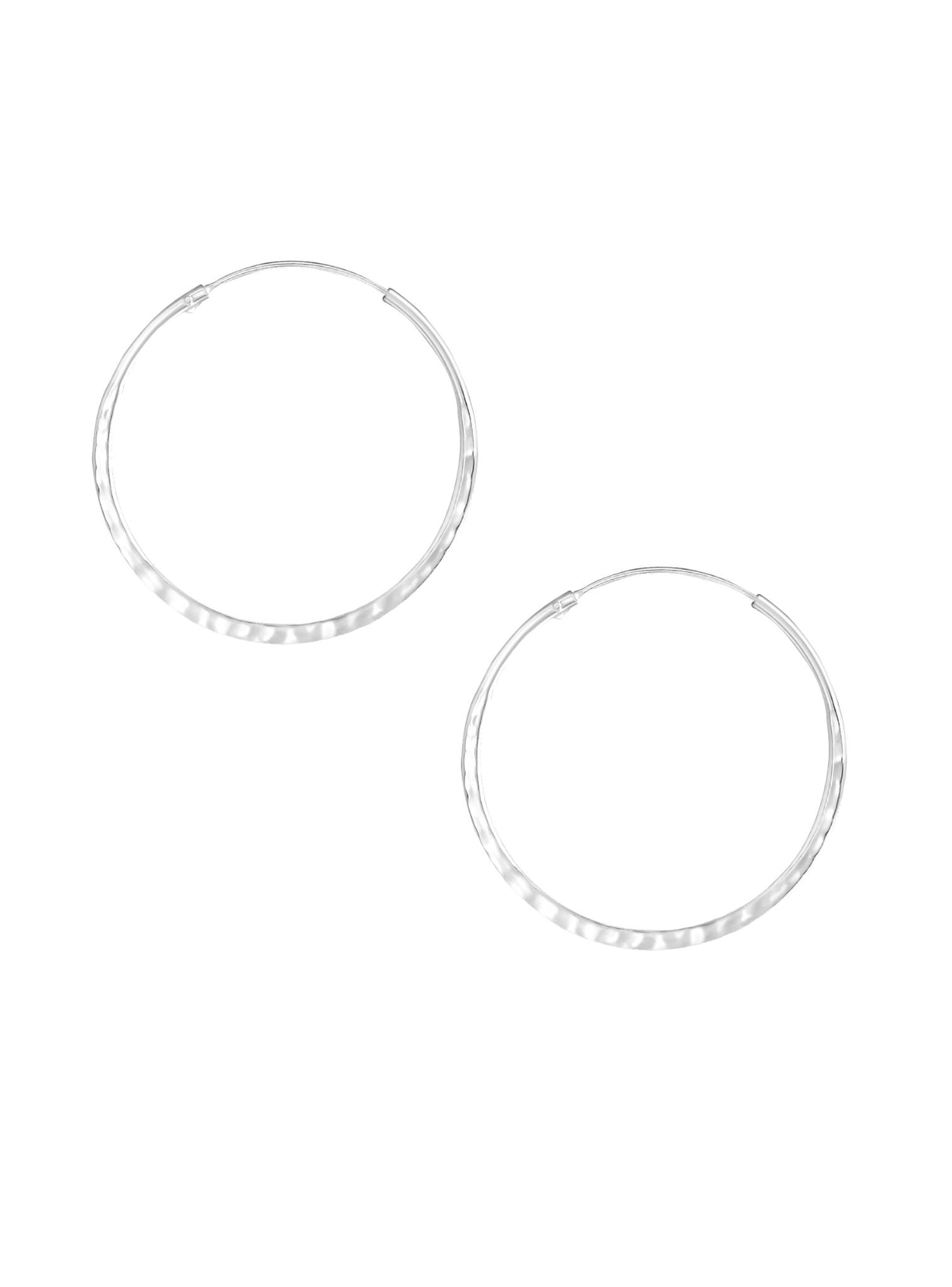 Hammered Gypsy Hoop Earrings in Sterling Silver