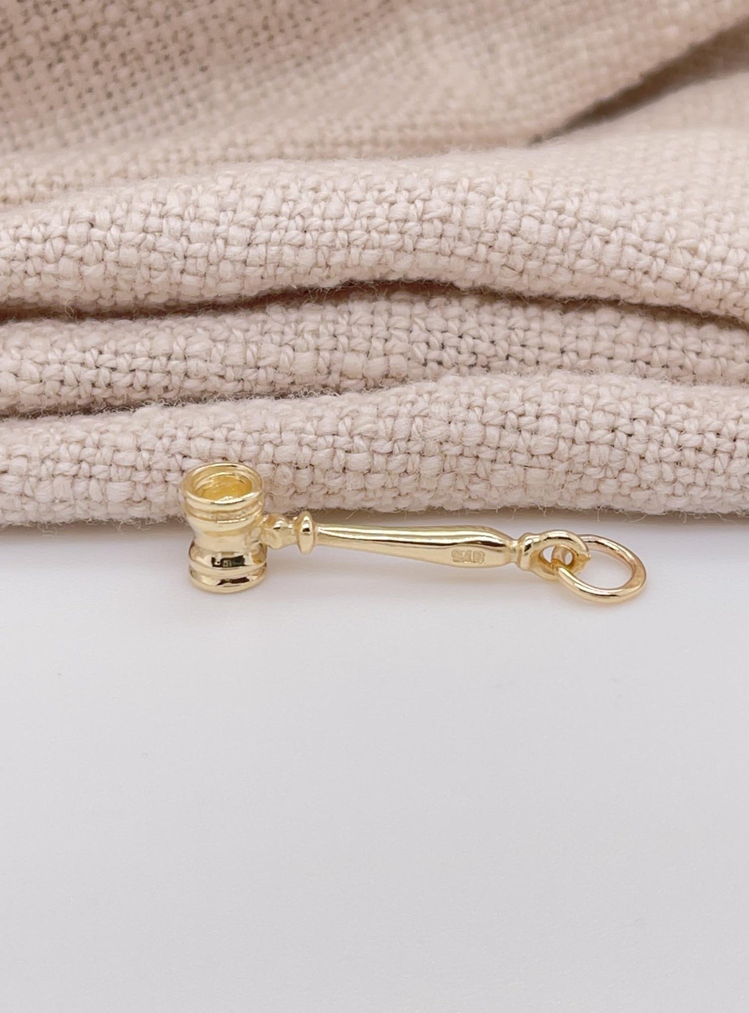 Justice Judge Gavel Charm Pendant in 9ct Gold