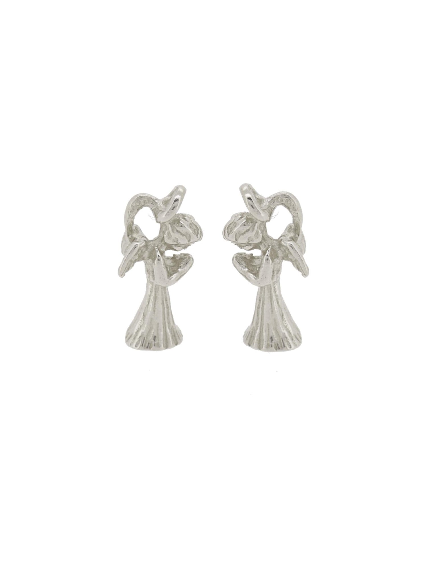 Praying Guardian Angel Charms for Sleeper Earrings in 9ct White Gold