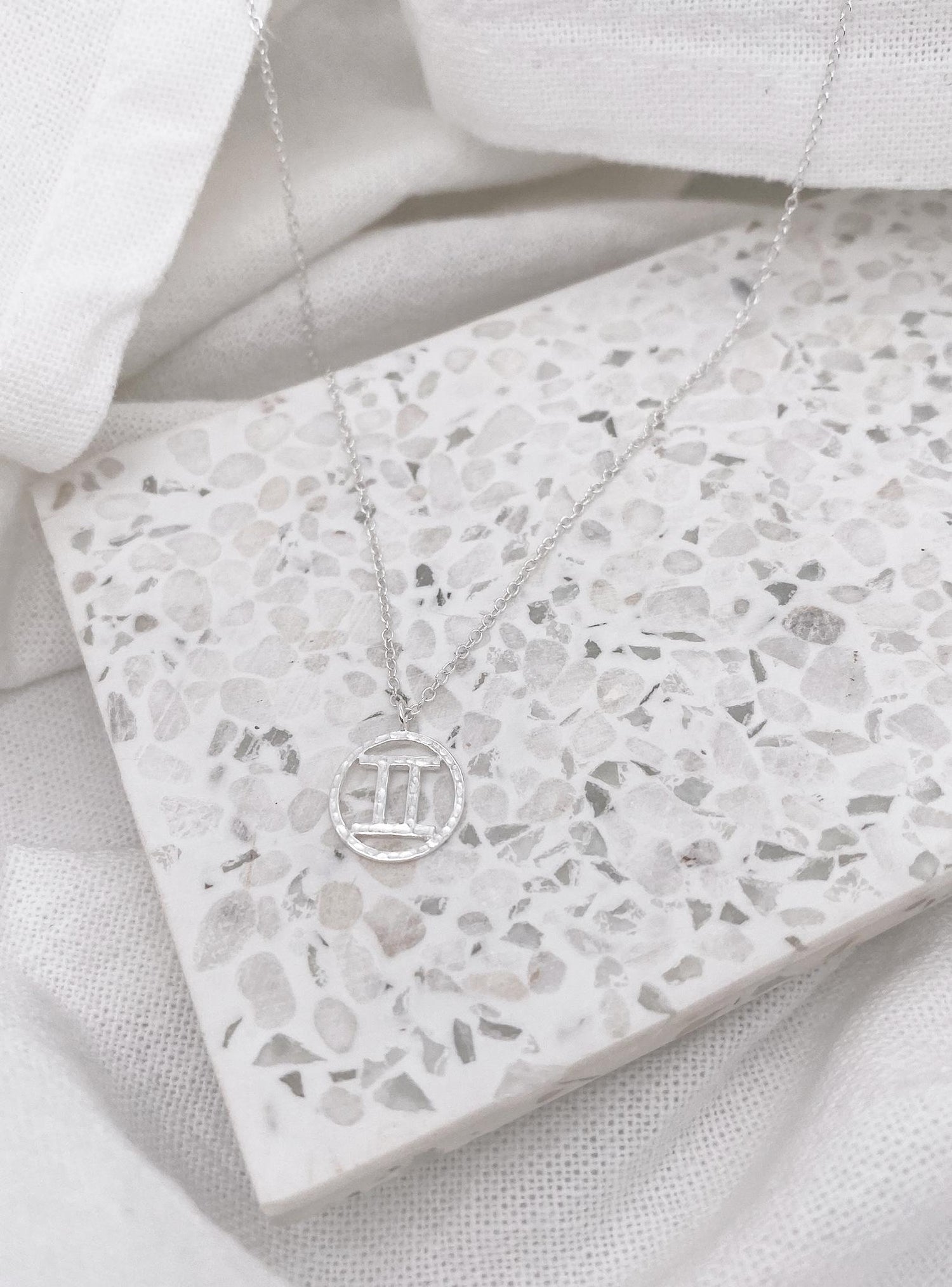Sterling Silver Modern Zodiac Charm Necklace in Gemini