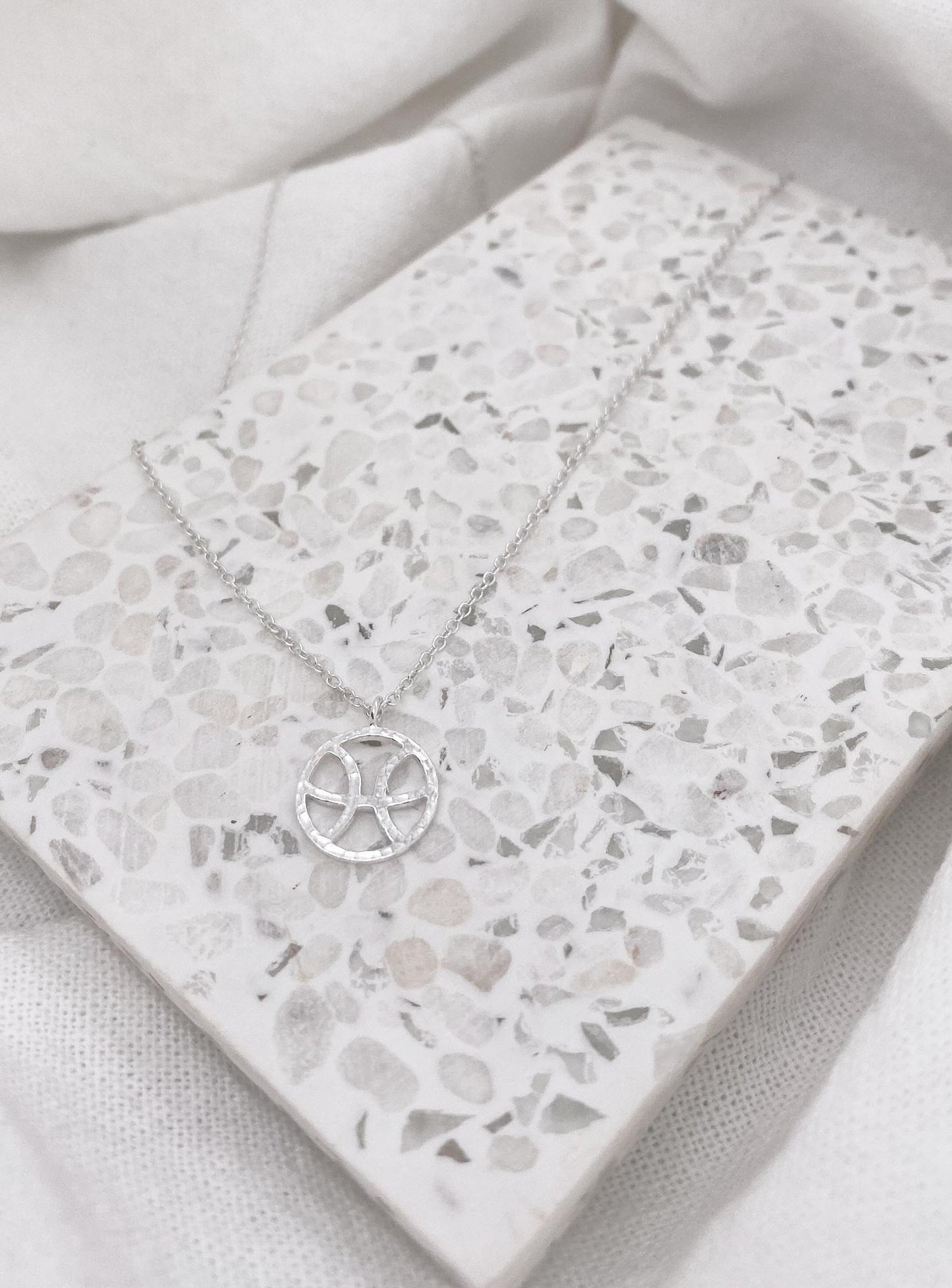 Sterling Silver Modern Zodiac Charm Necklace in Libra