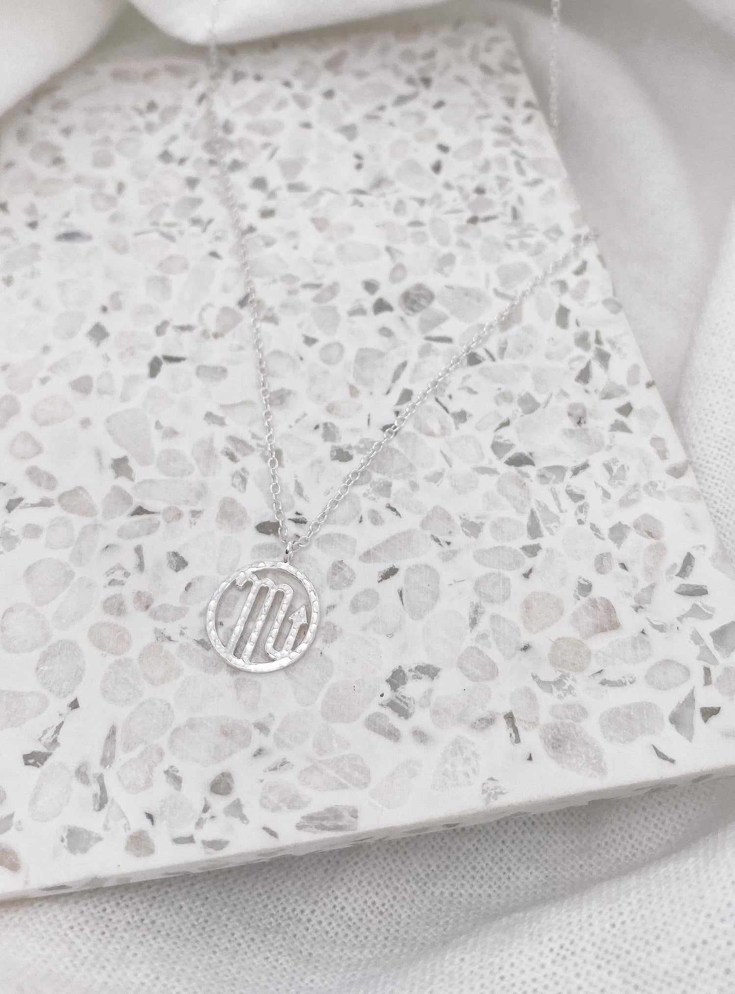 Sterling Silver Modern Zodiac Charm Necklace in Scorpio