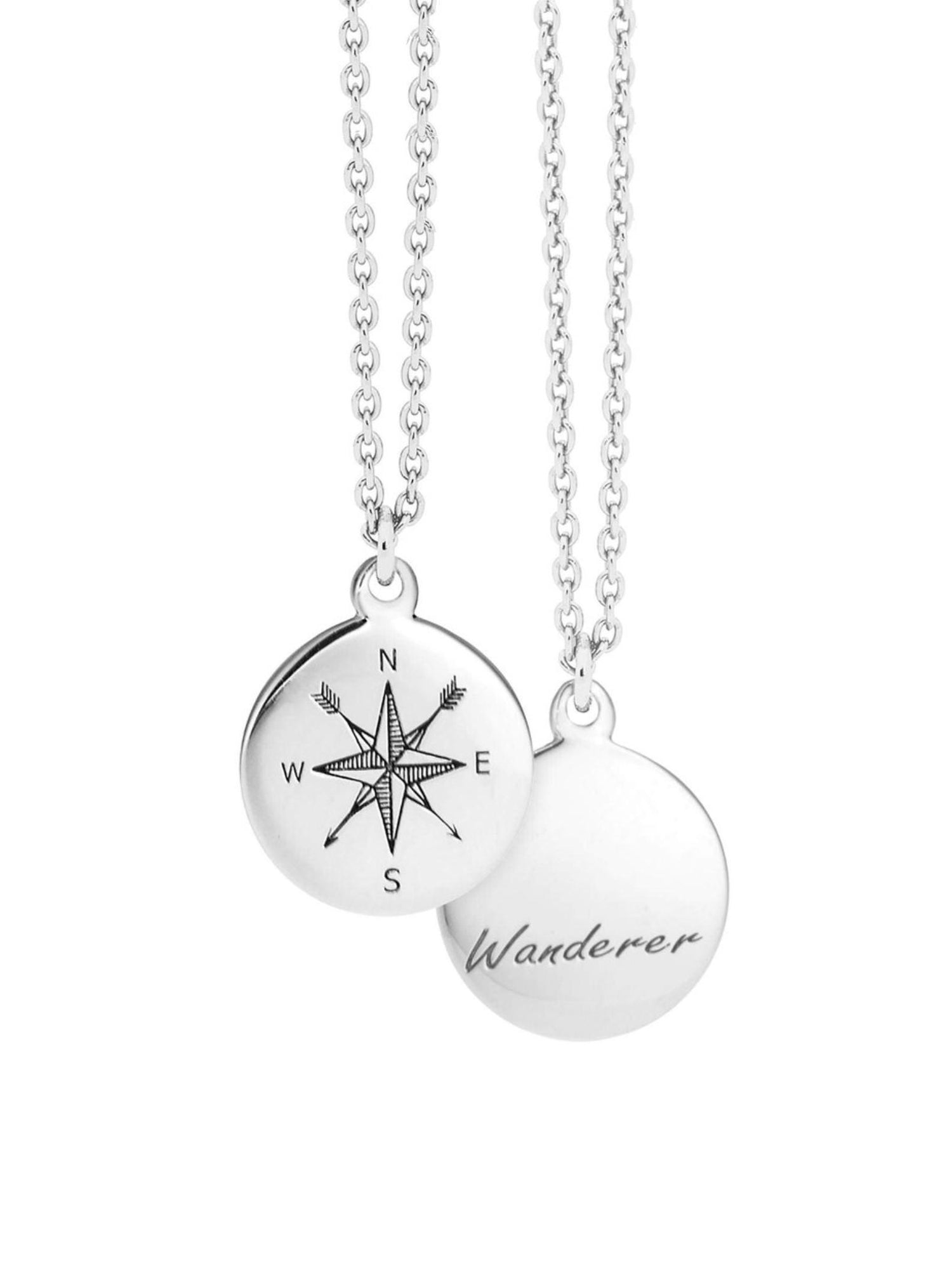 Pastiche Wanderer Coin Compass Necklace in Sterling Silver