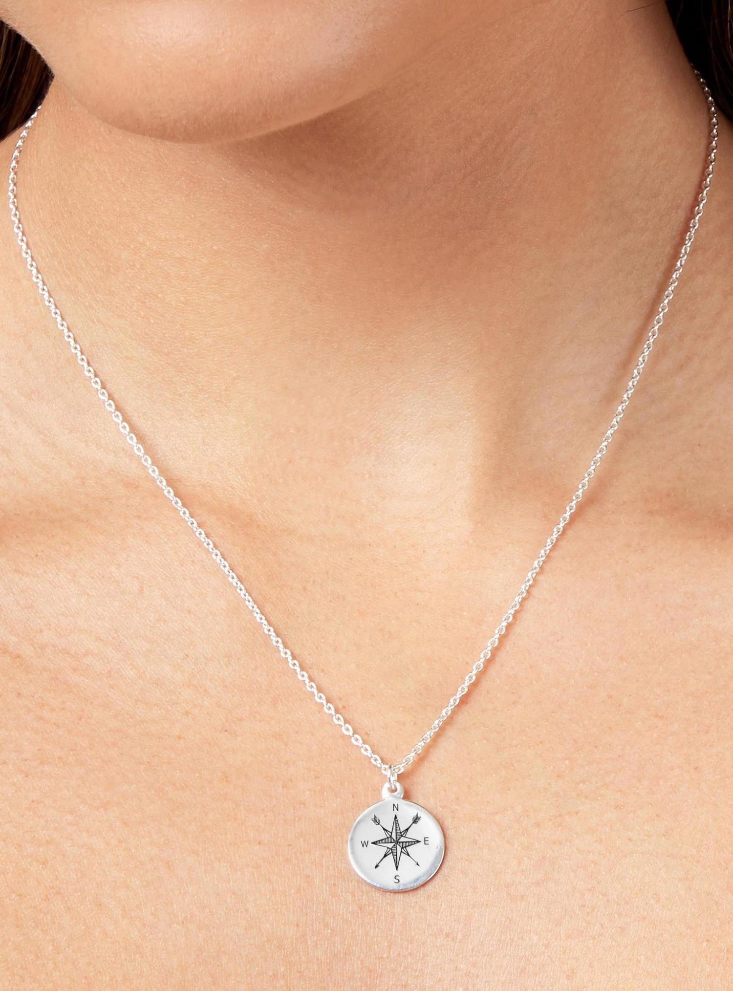 Pastiche Wanderer Coin Compass Necklace in Sterling Silver