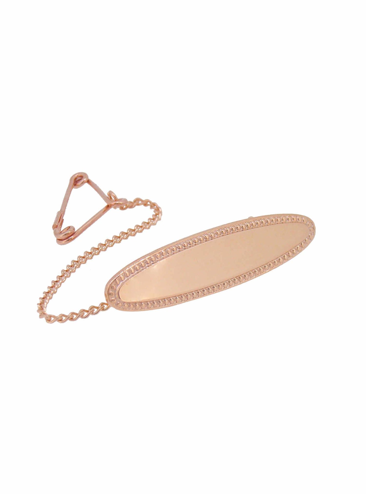 Lightweight Oval Identity Name Baby Brooch in 9ct Rose Gold