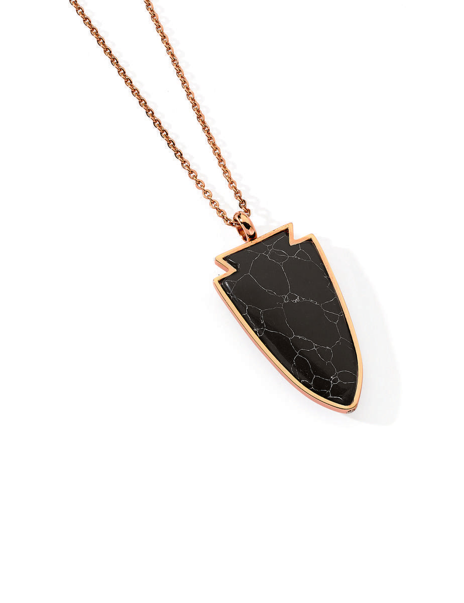 Twilight Rose Gold Stainless Steel Necklace With Howlite