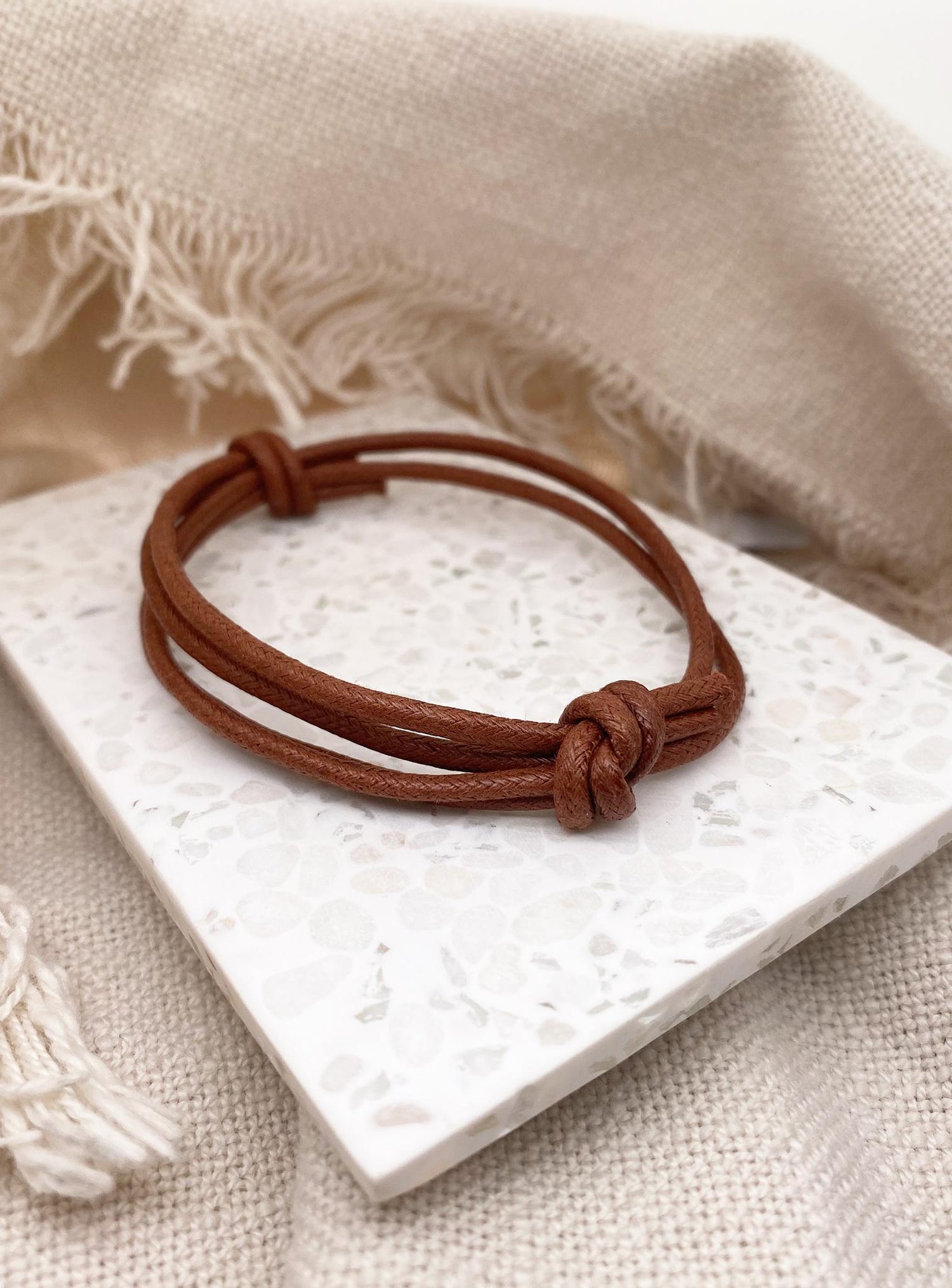 Unisex Tan Wrap Cord Bracelet
