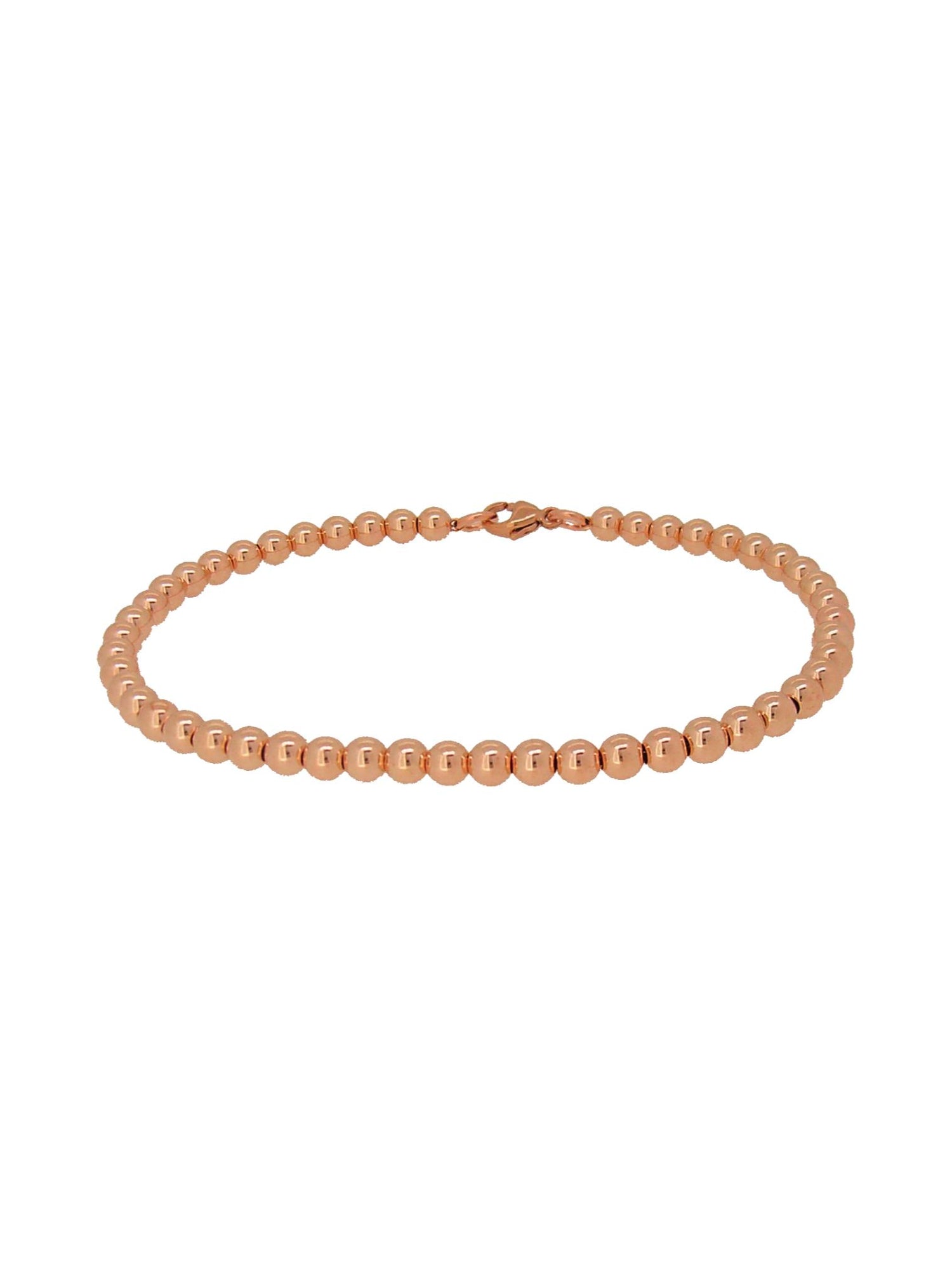 Spherical 4mm Ball Bead Bracelet in 14k Rolled Rose Gold