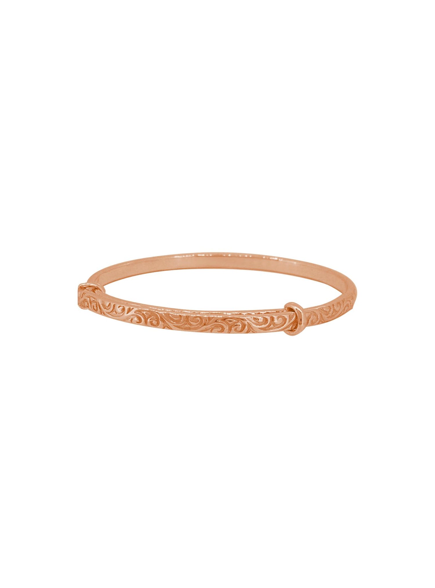 Baby - Adult Filigree 4mm Expanding Bangle in 9ct Rose Gold