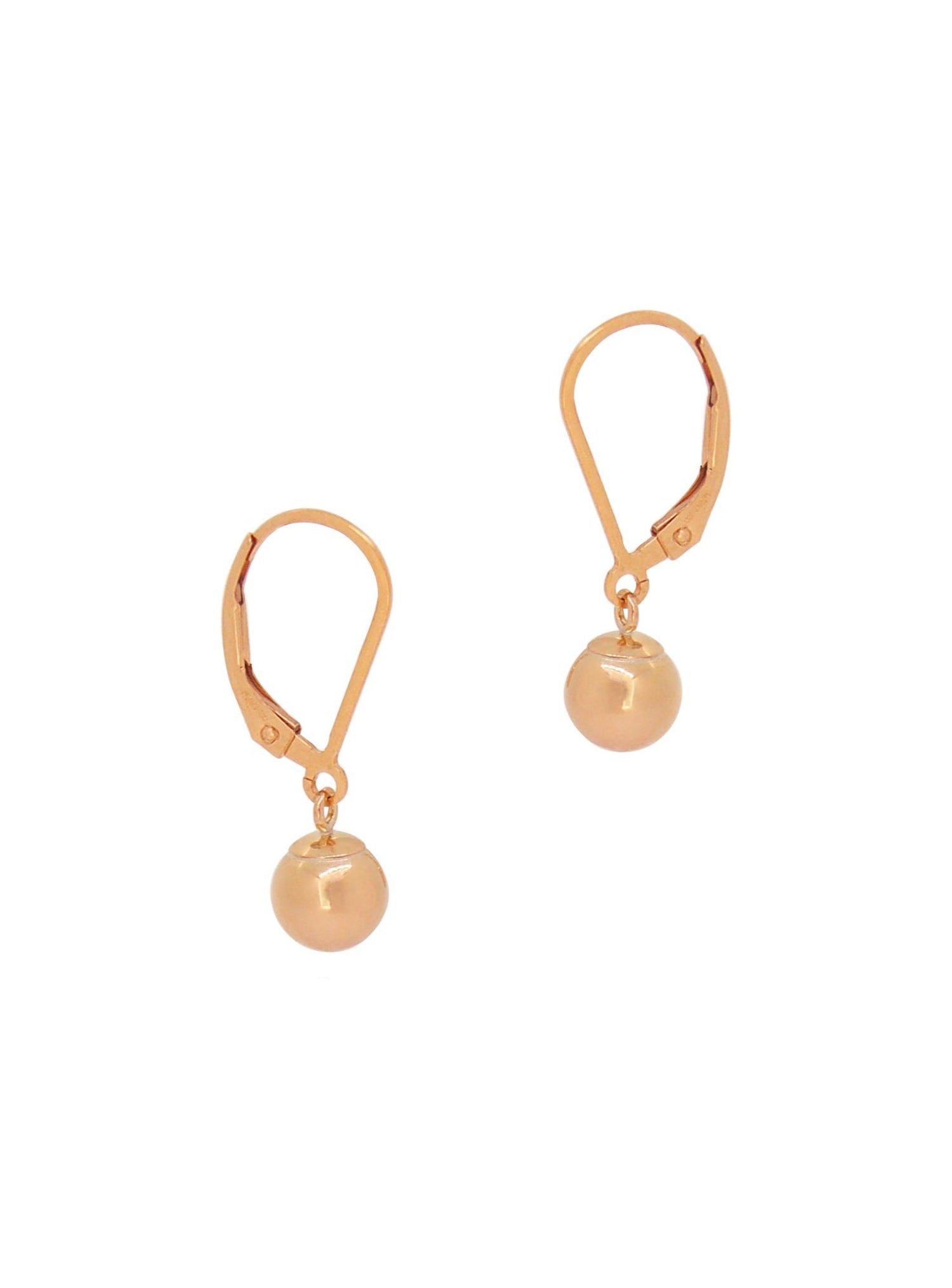 Spherical 6mm Ball Bead Earrings in 14k Rolled Rose Gold
