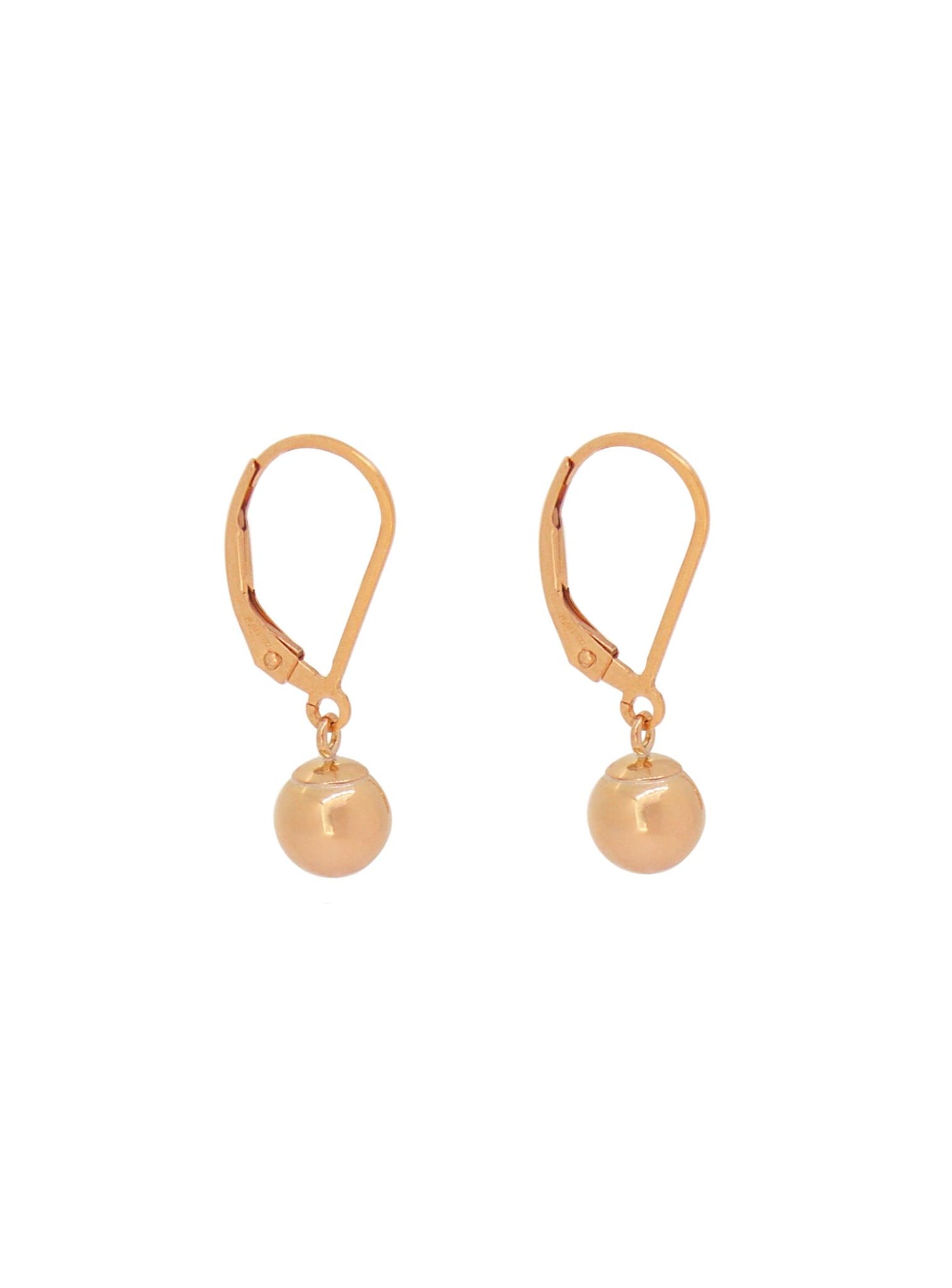 Spherical 6mm Ball Bead Earrings in 14k Rolled Rose Gold