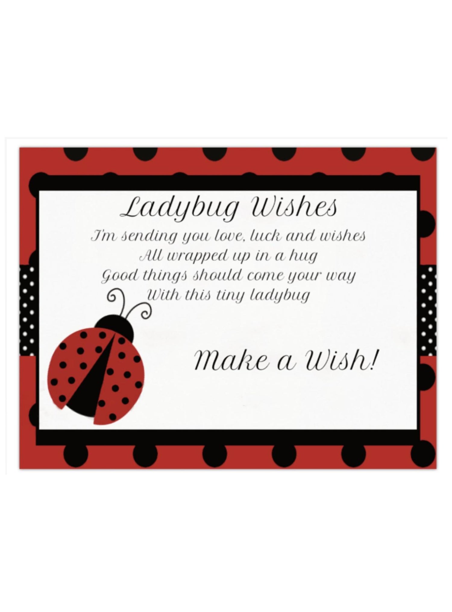 Greeting Gift Card Folded Ladybug Wishes