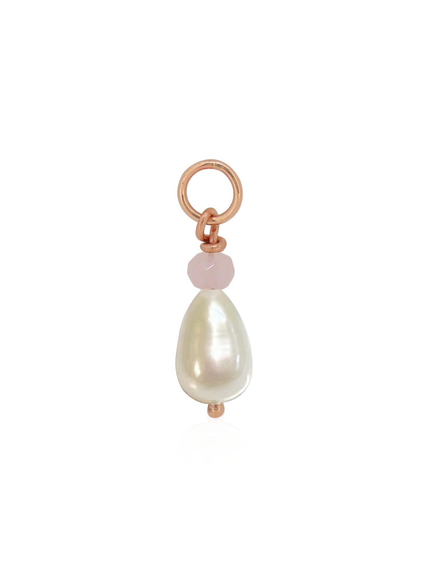 Coco Drop Pearl and Rose Quartz Charm in 9ct Rose Gold