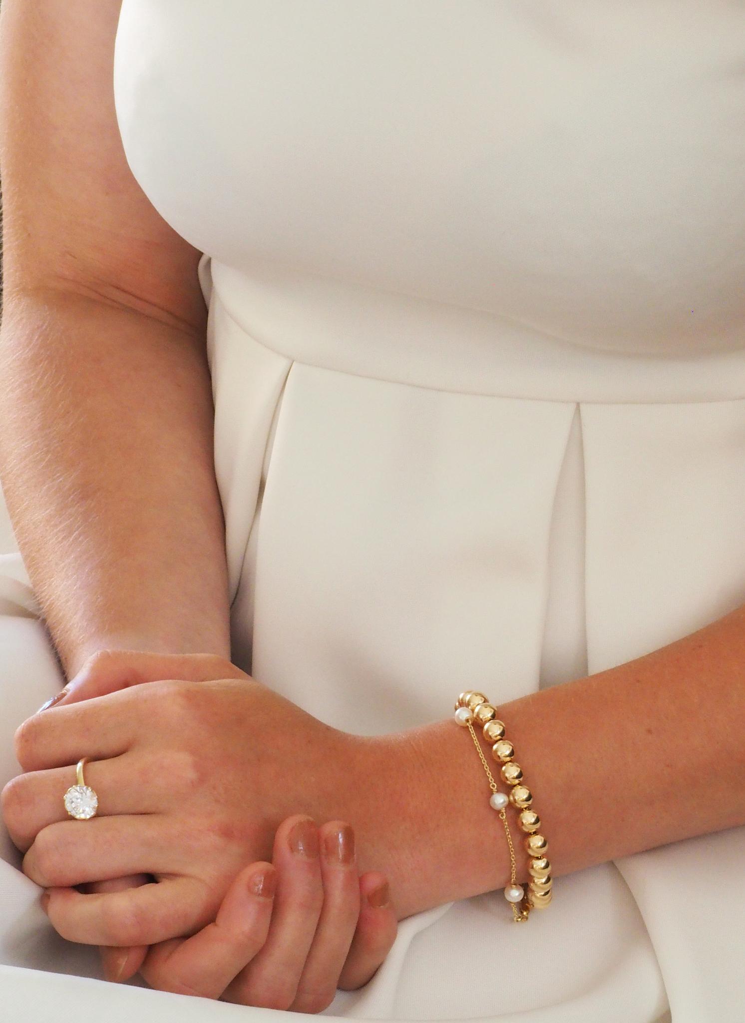 Spherical 7mm Ball Bead Bracelet in 14k Rolled Gold