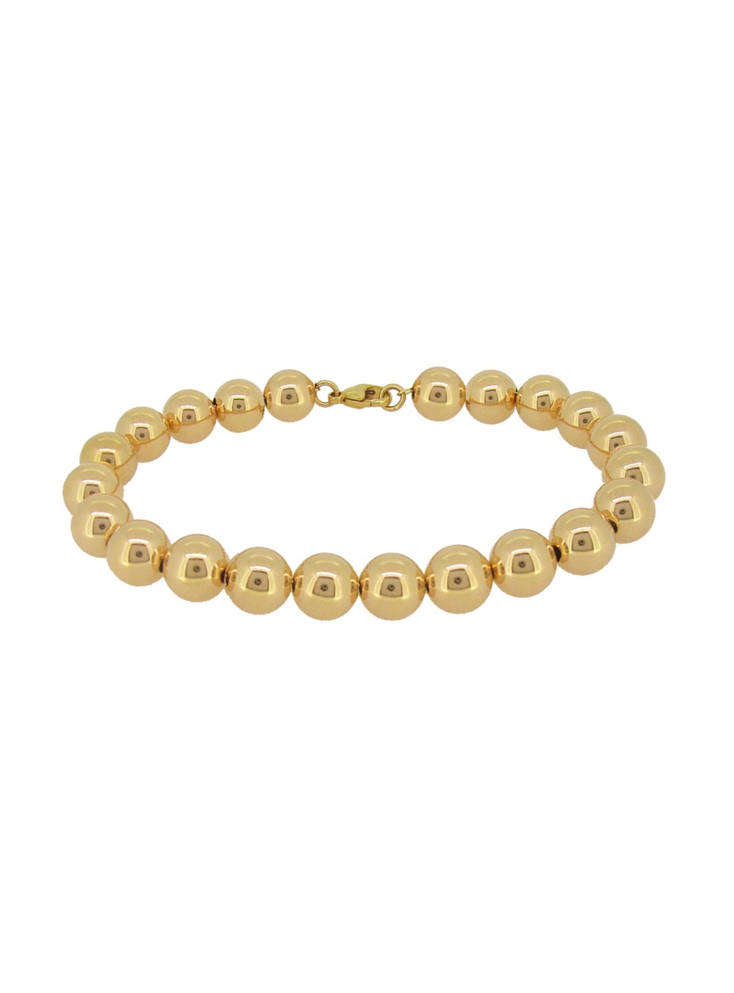Spherical 7mm Ball Bead Bracelet in 14k Rolled Gold