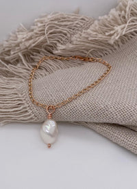 Coco Pearl Drop Charm Bracelet in 9ct Rose Gold