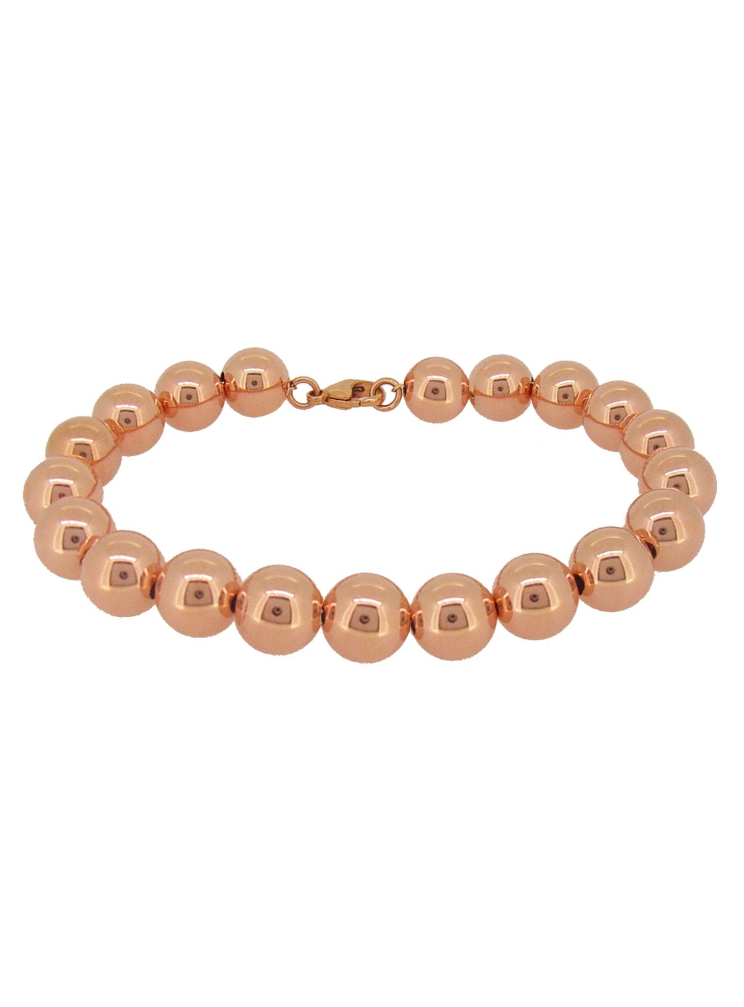 Spherical 9mm Ball Bead Bracelet in 14k Rolled Rose Gold