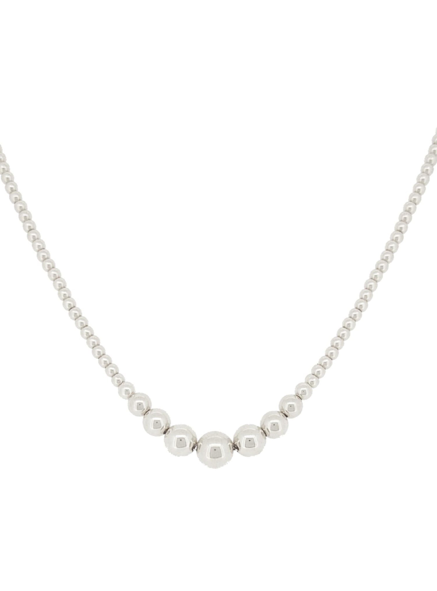 Spherical Graduated Ball Necklace in Sterling Silver