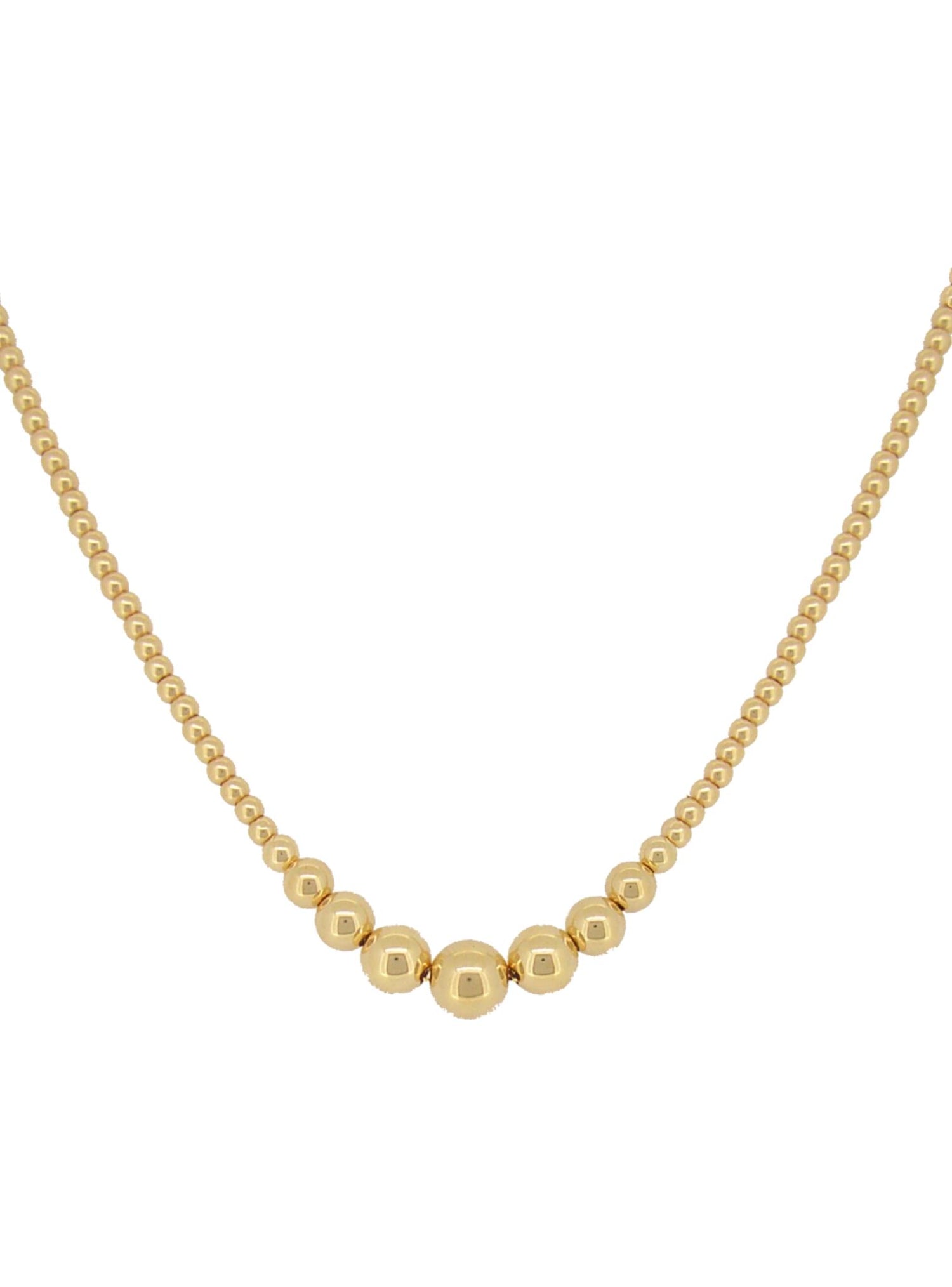 Spherical Graduated Ball Necklace in 14k Rolled Gold