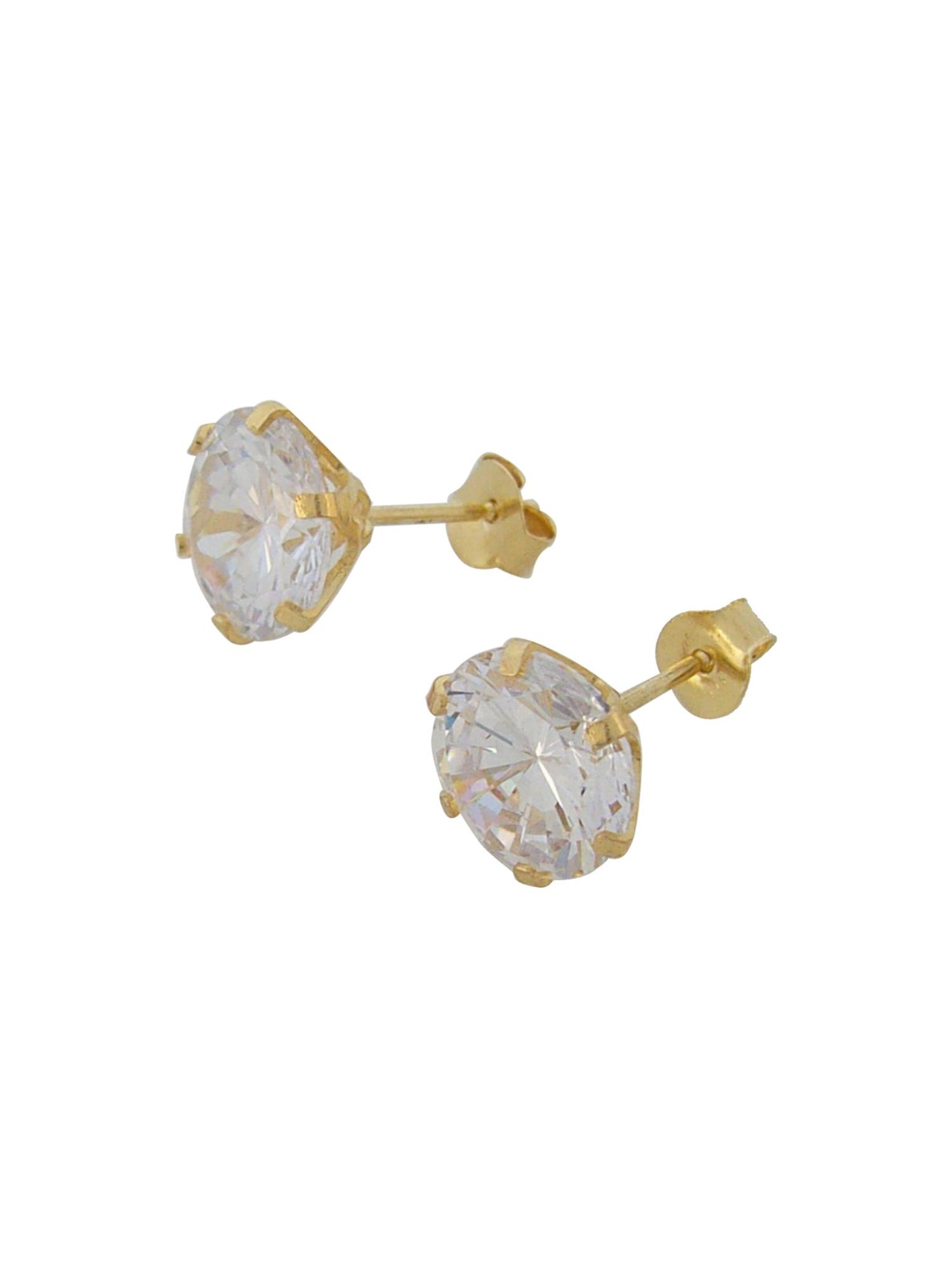 Simple 9ct Gold 8mm Cz Stud Earrings