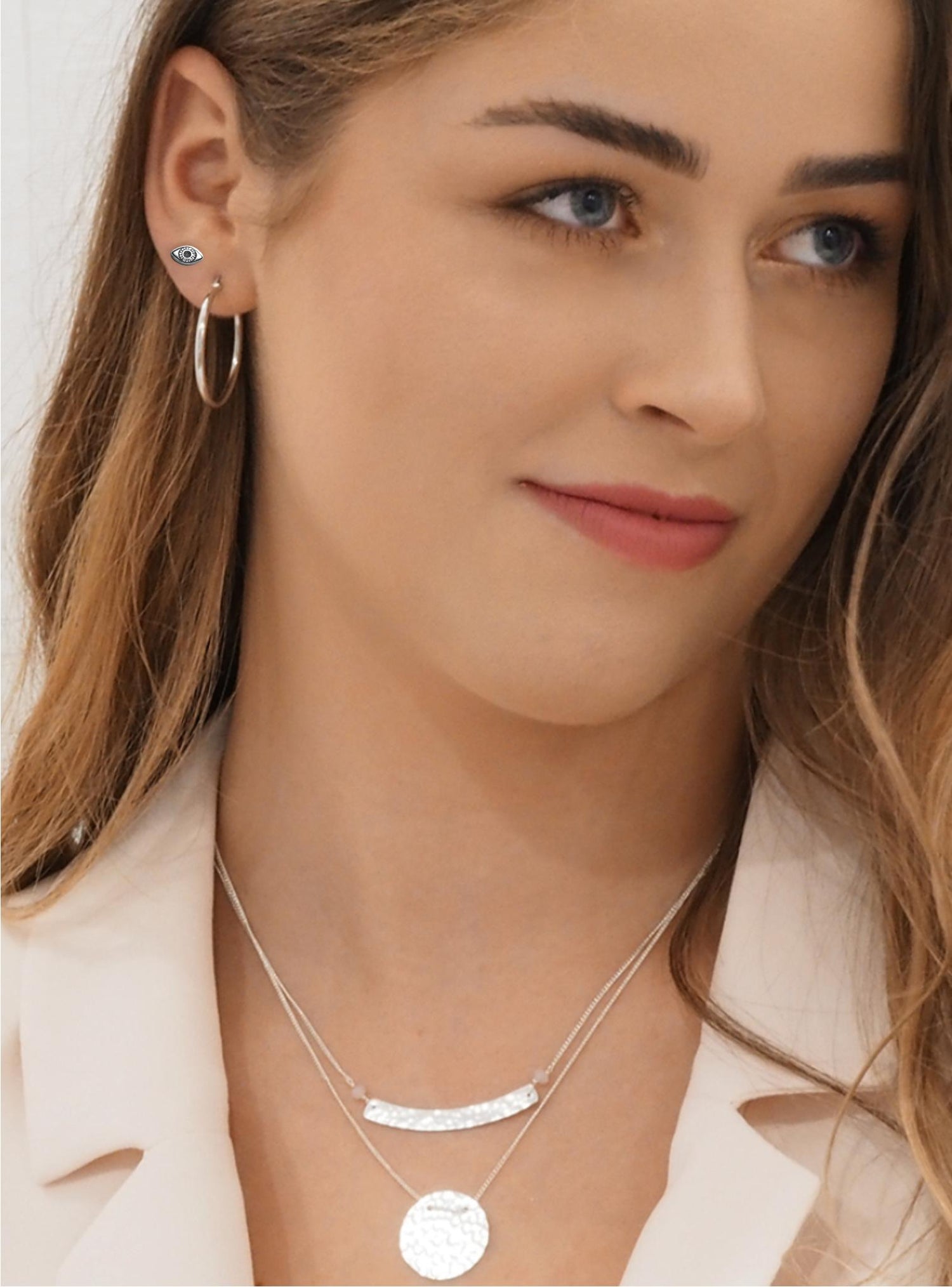 Teenie Tiny Evil Eye Stud Earrings in Sterling Silver