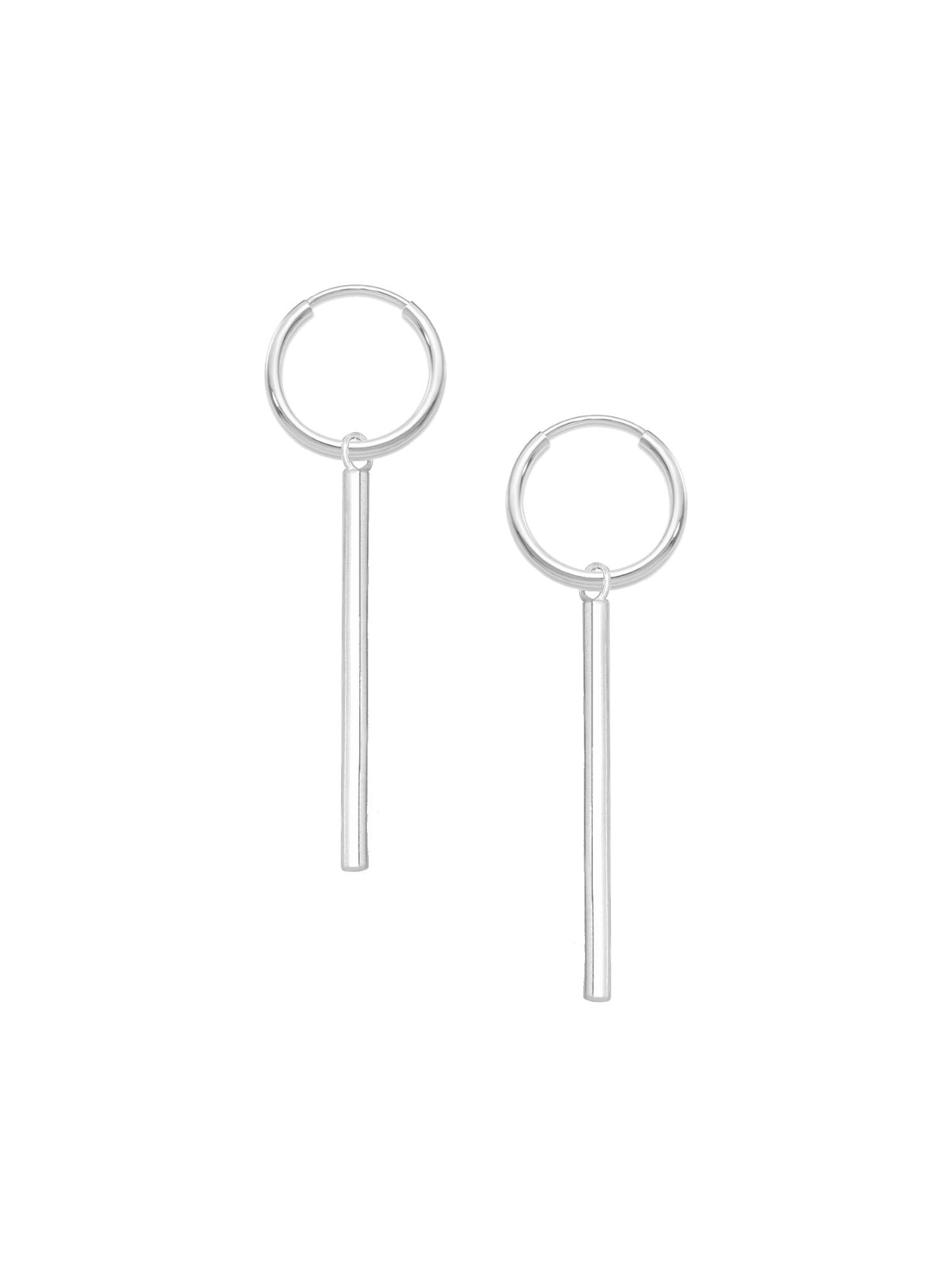 Dakota Drop Bar Hoop Earrings in Sterling Silver