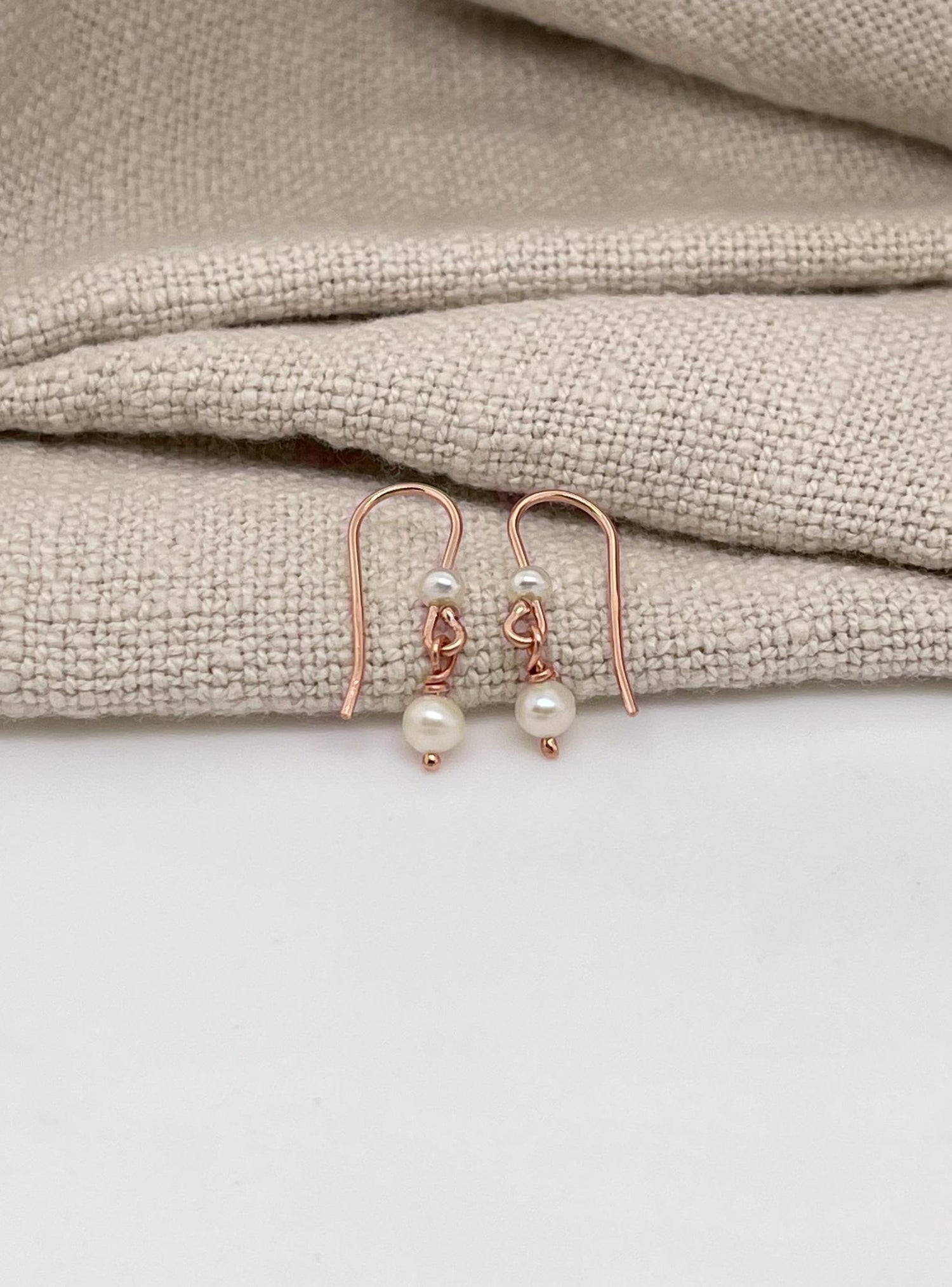 Coco Small Pearl Drop Earrings in 9ct Rose Gold