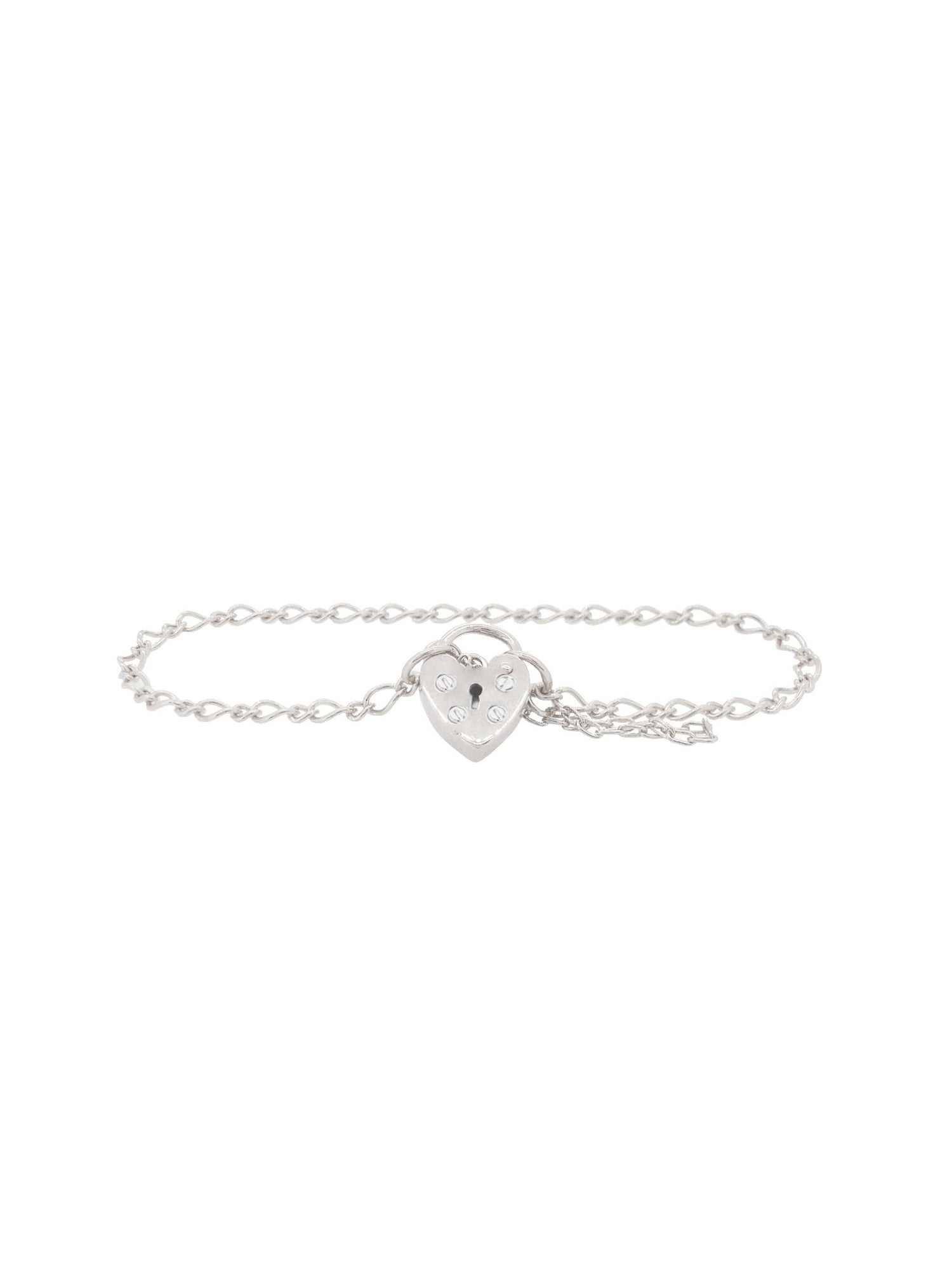 Small Figaro Curb Padlock Bracelet in Sterling Silver
